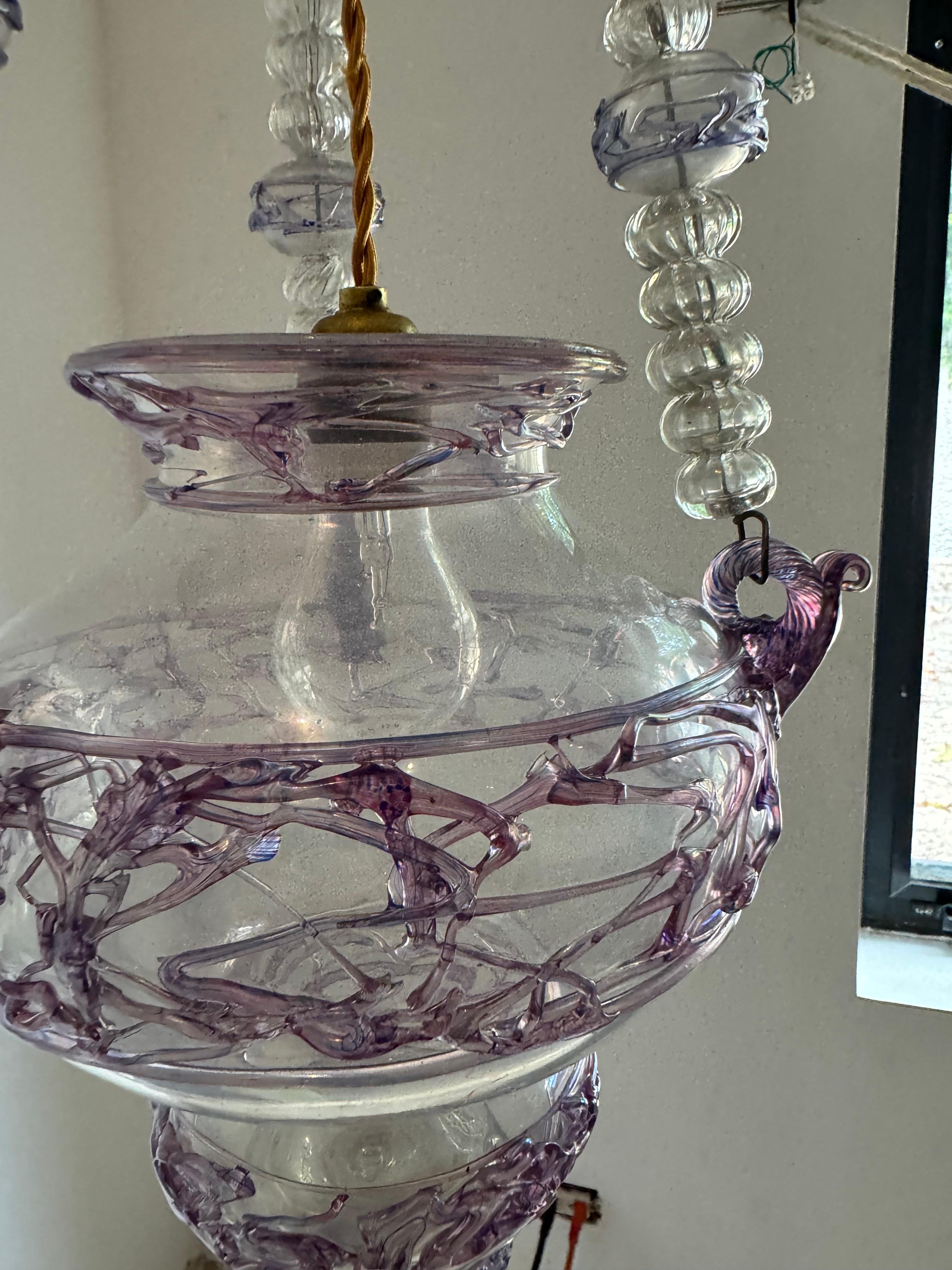 Ancienne lanterne italienne en verre de Murano vers 1870 en vente 12