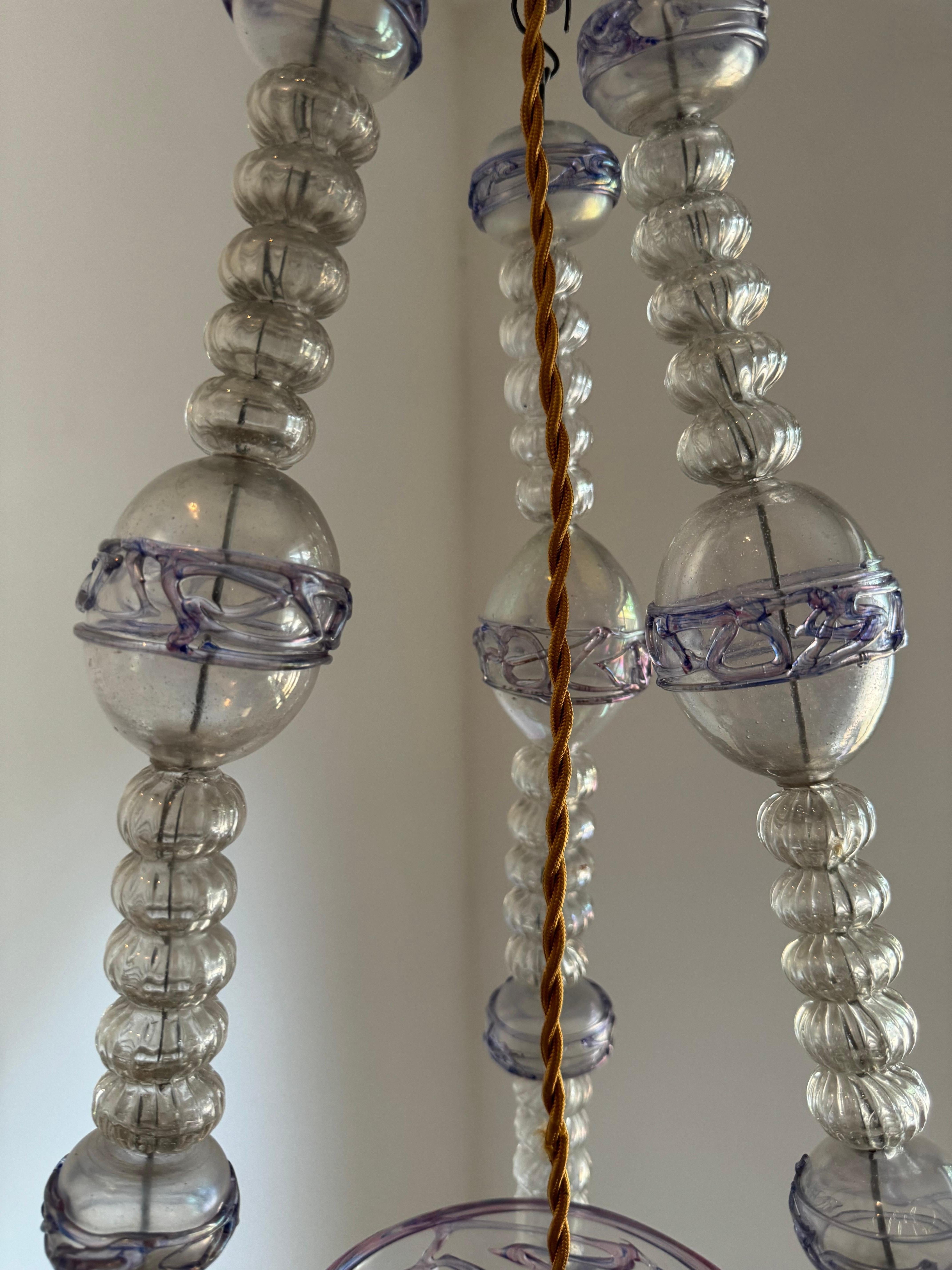 Ancienne lanterne italienne en verre de Murano vers 1870 en vente 13