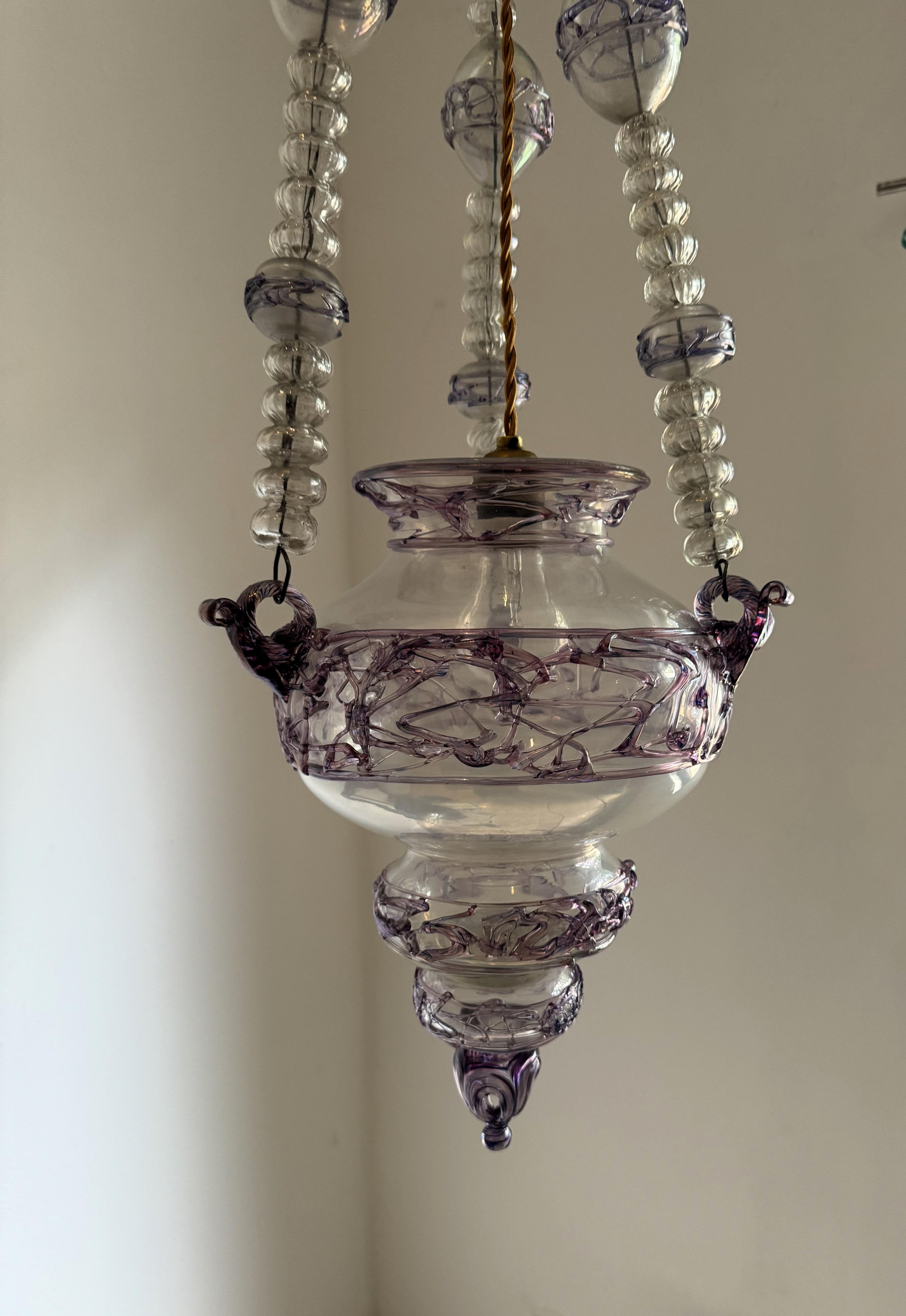 Ancienne lanterne italienne en verre de Murano vers 1870 Bon état - En vente à Merida, Yucatan
