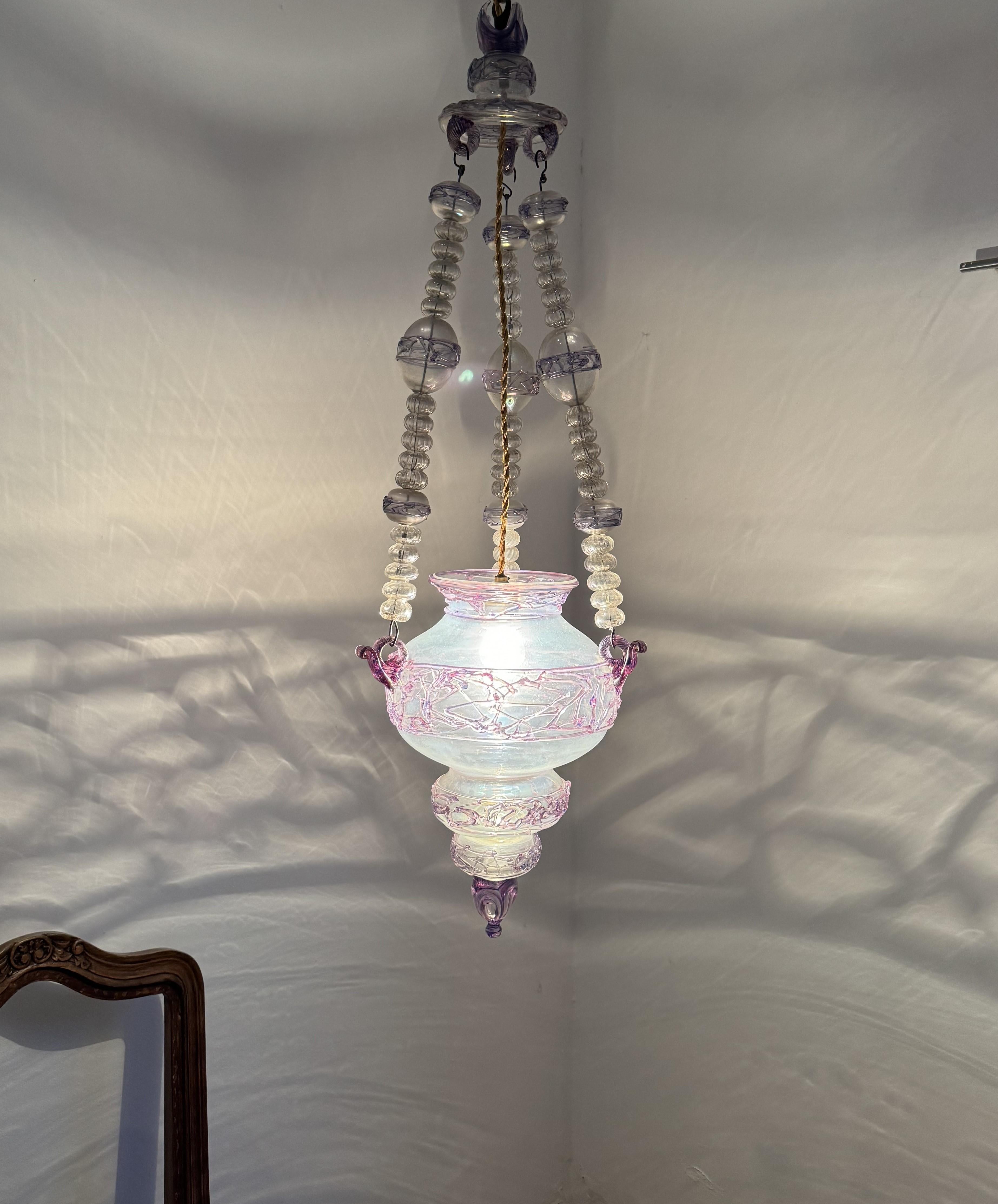 XIXe siècle Ancienne lanterne italienne en verre de Murano vers 1870 en vente