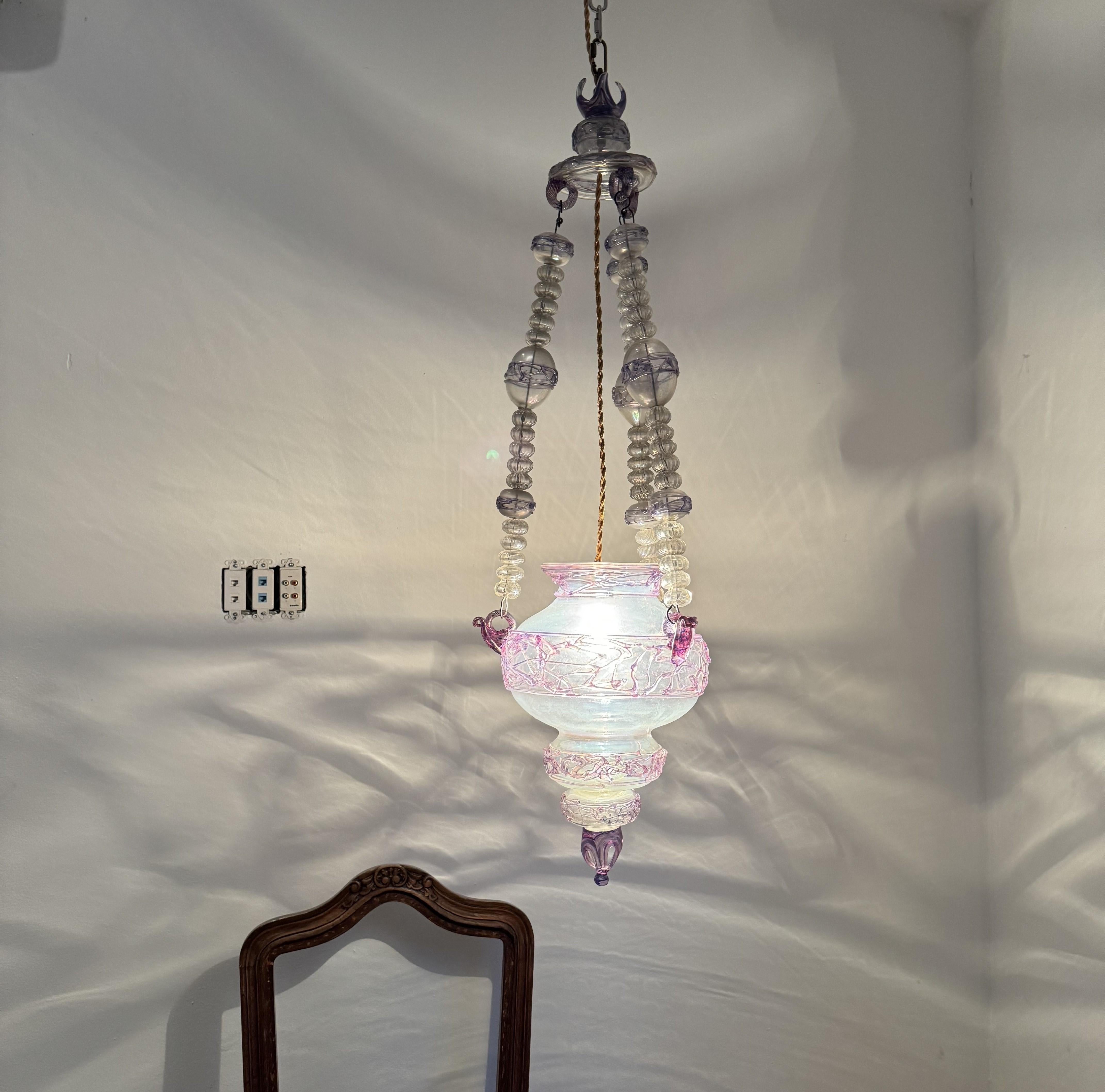 Ancienne lanterne italienne en verre de Murano vers 1870 en vente 2