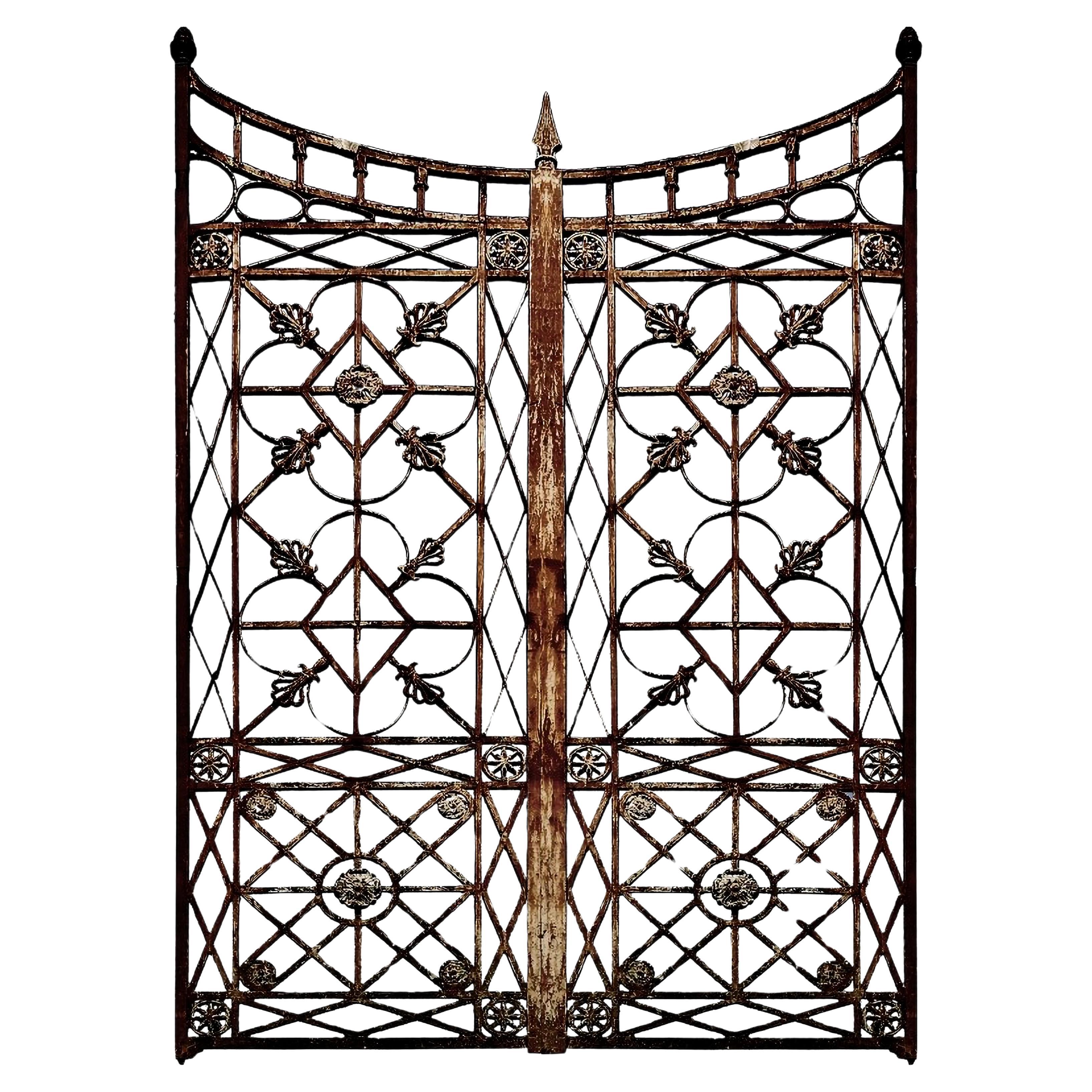 ANTIQUE ITALIAN LIBERTY ART DECO CAST IRON AND IRON GATE Early 1900s For Sale