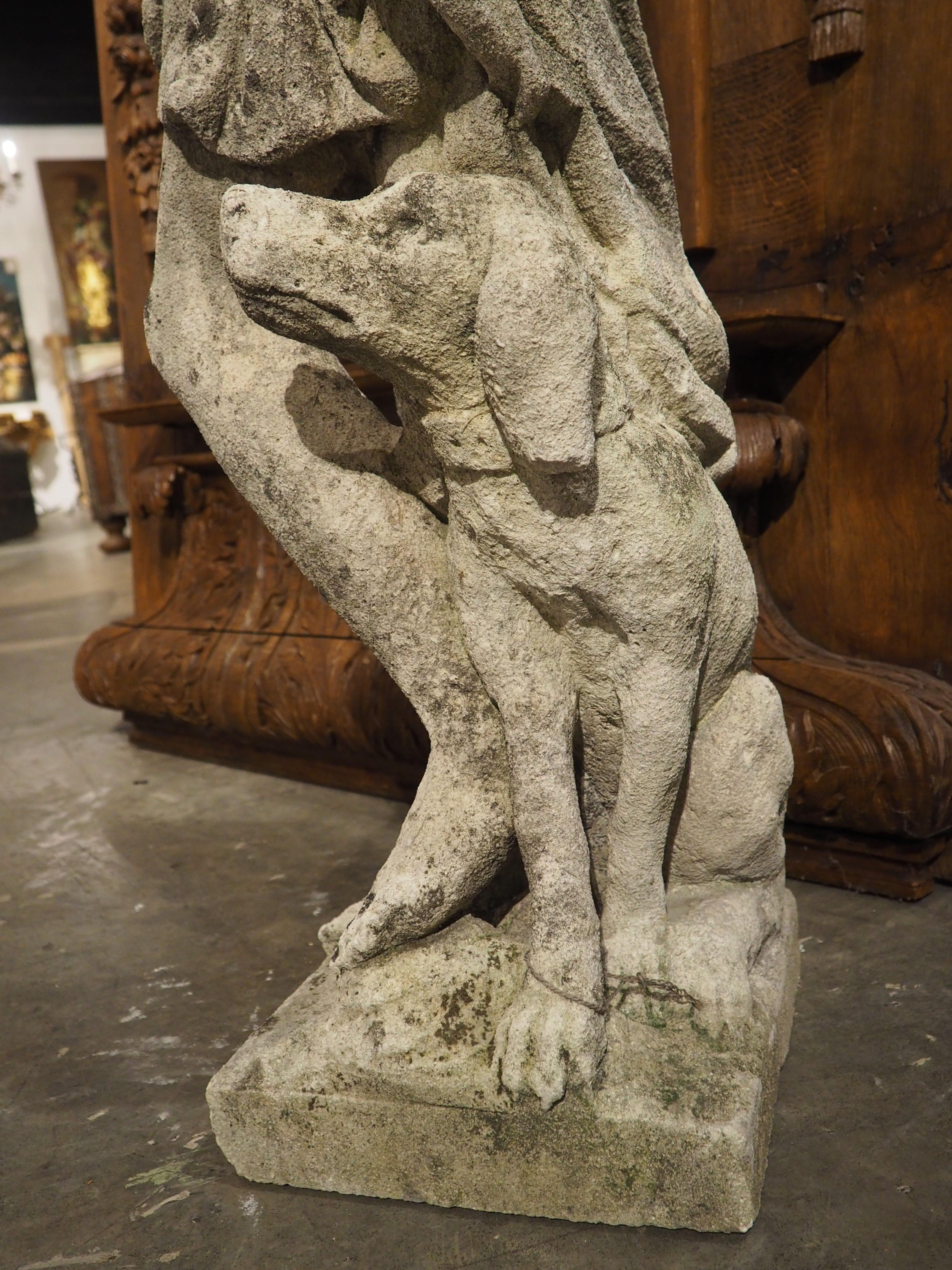 Antique Italian Limestone Statue of Diana the Huntress and Her Dog, C. 1890 For Sale 8