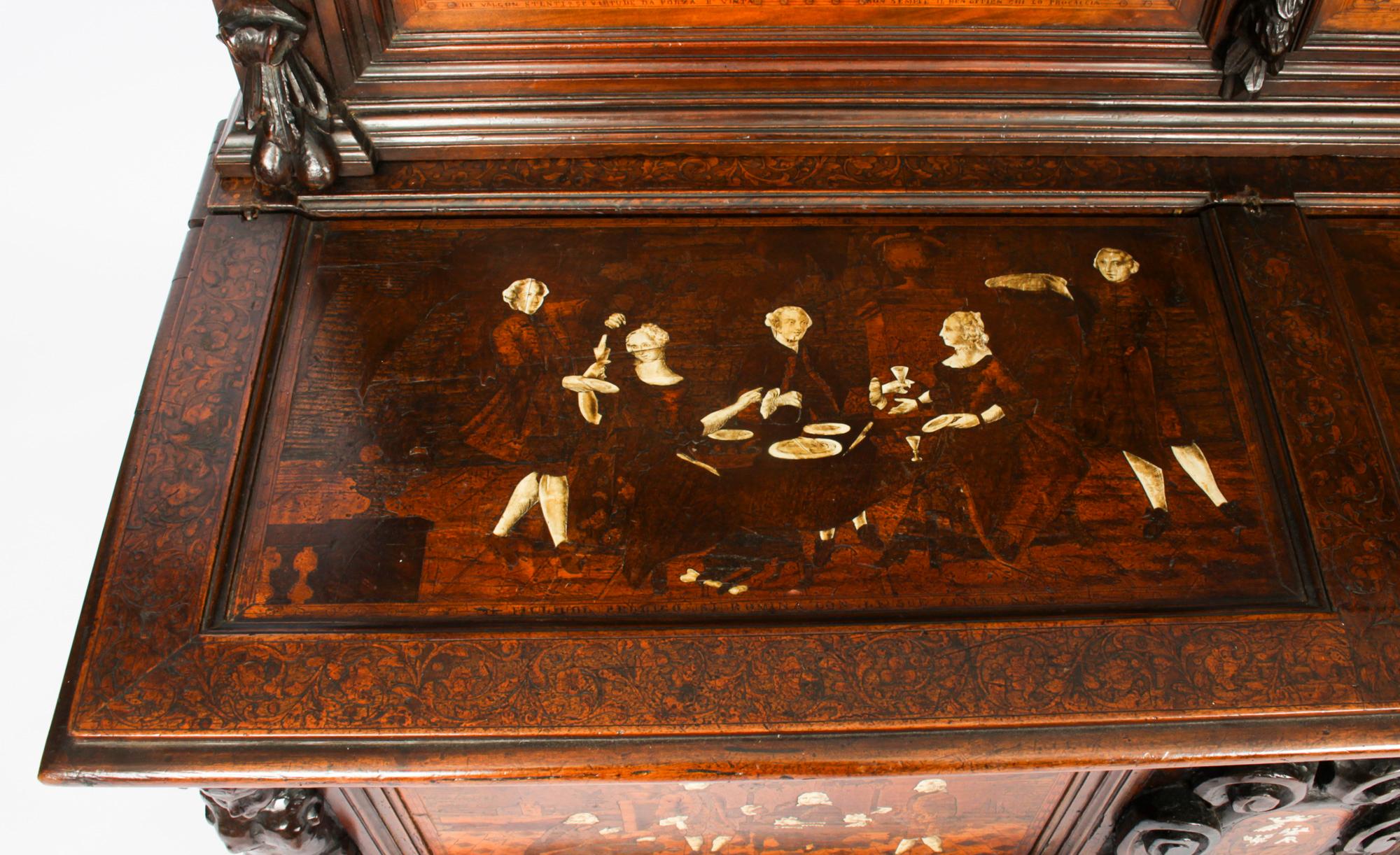 Antique Italian Lombardy Marquetry Hall Bench Settle Late 18th Century 8
