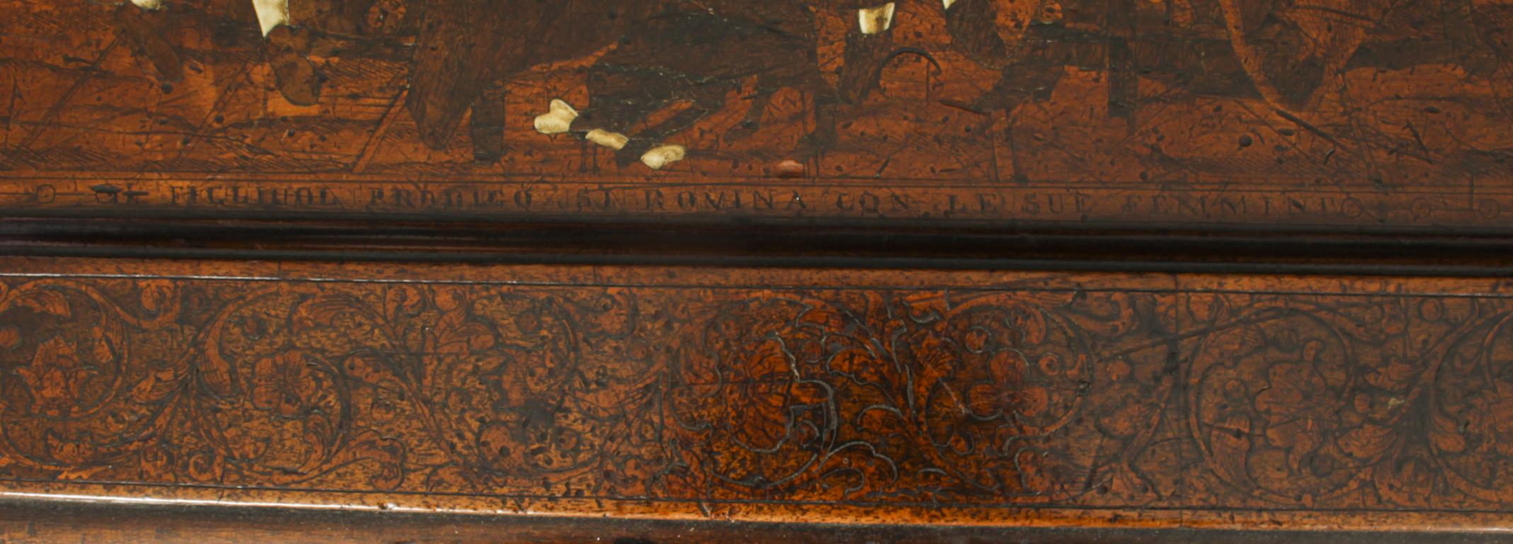 Antique Italian Lombardy Marquetry Hall Bench Settle Late 18th Century 4