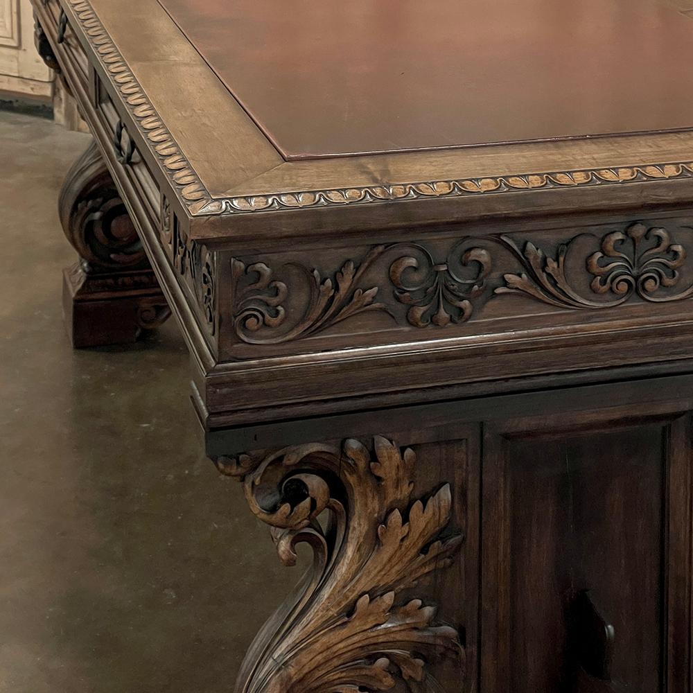 Antique Italian Louis XIV Neoclassical Walnut Desk with Faux Leather Top For Sale 10