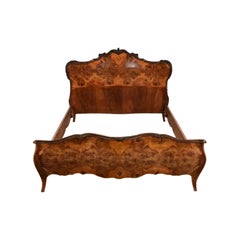 Antico letto Luigi XV in legno di radica, CIRCA 1900