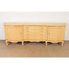 Antique Italian Louis XV Cream Lacquered Sideboard Credenza, Circa 1940s