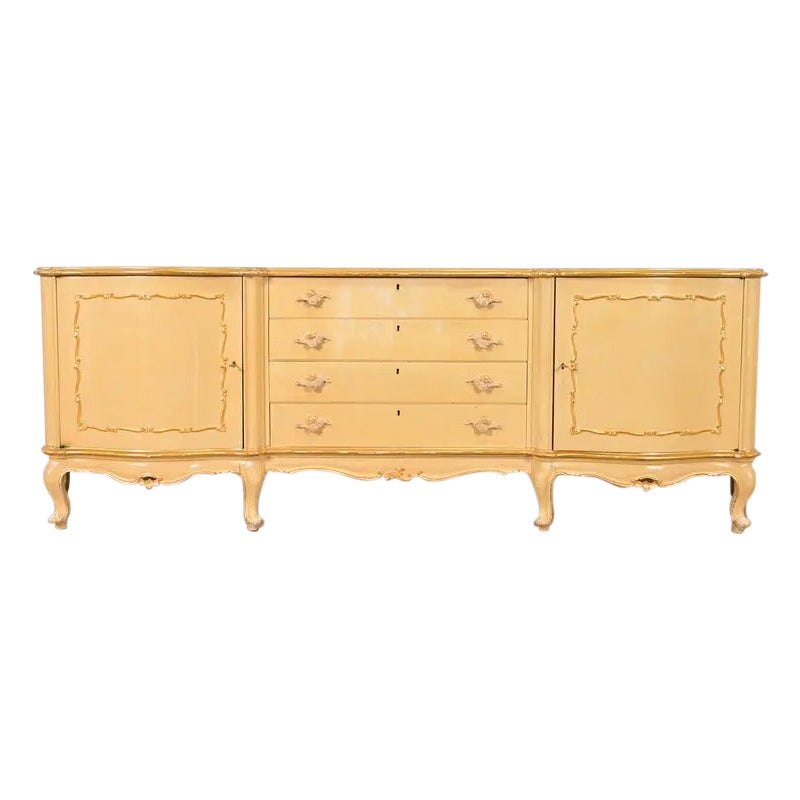 Antique Italian Louis XV Cream Lacquered Sideboard Credenza, Circa 1940s