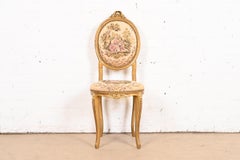 Antique Italian Louis XV Giltwood Petite Desk Chair or Side Chair