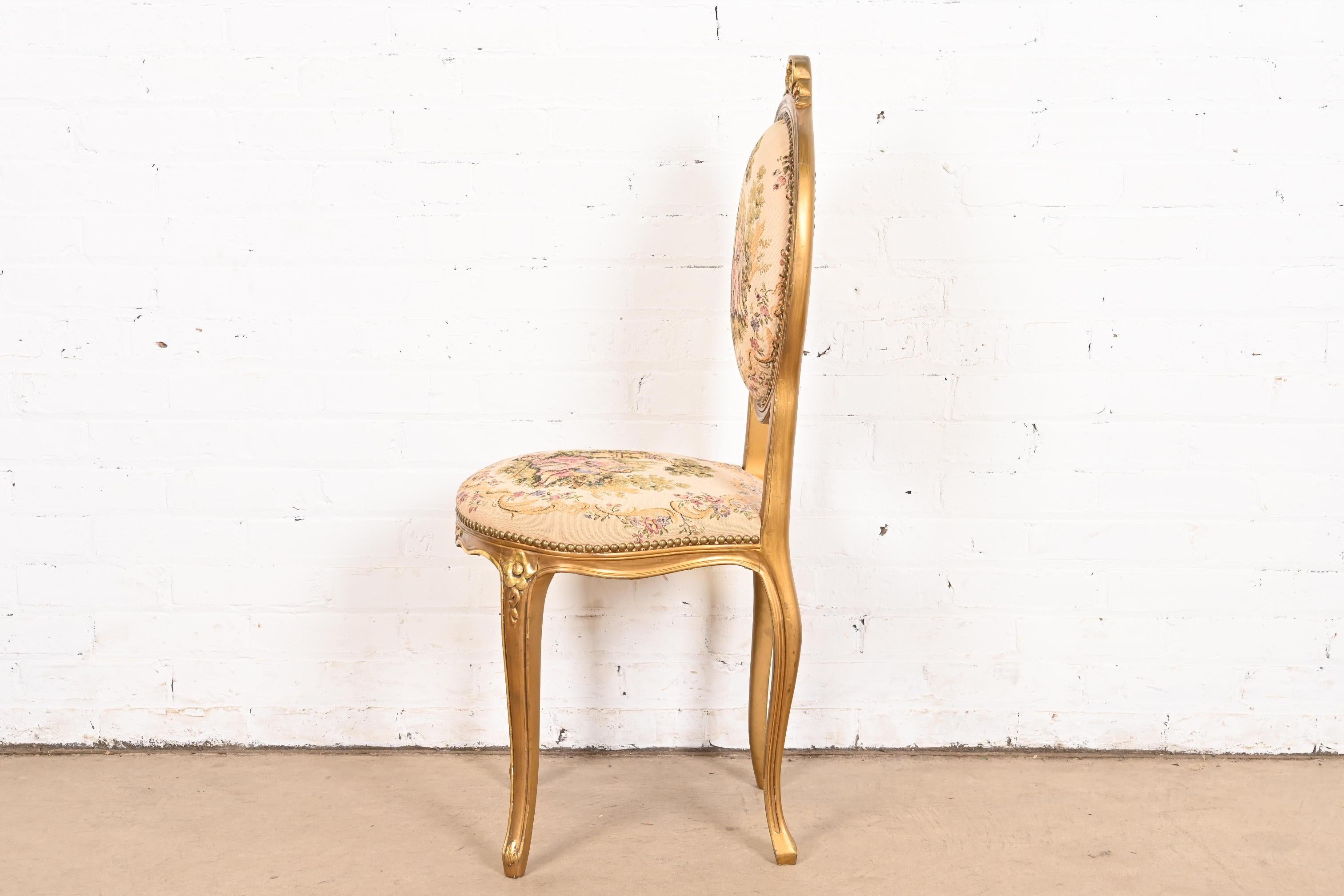 Antique Italian Louis XV Giltwood Petite Desk Chair or Side Chair For Sale 2