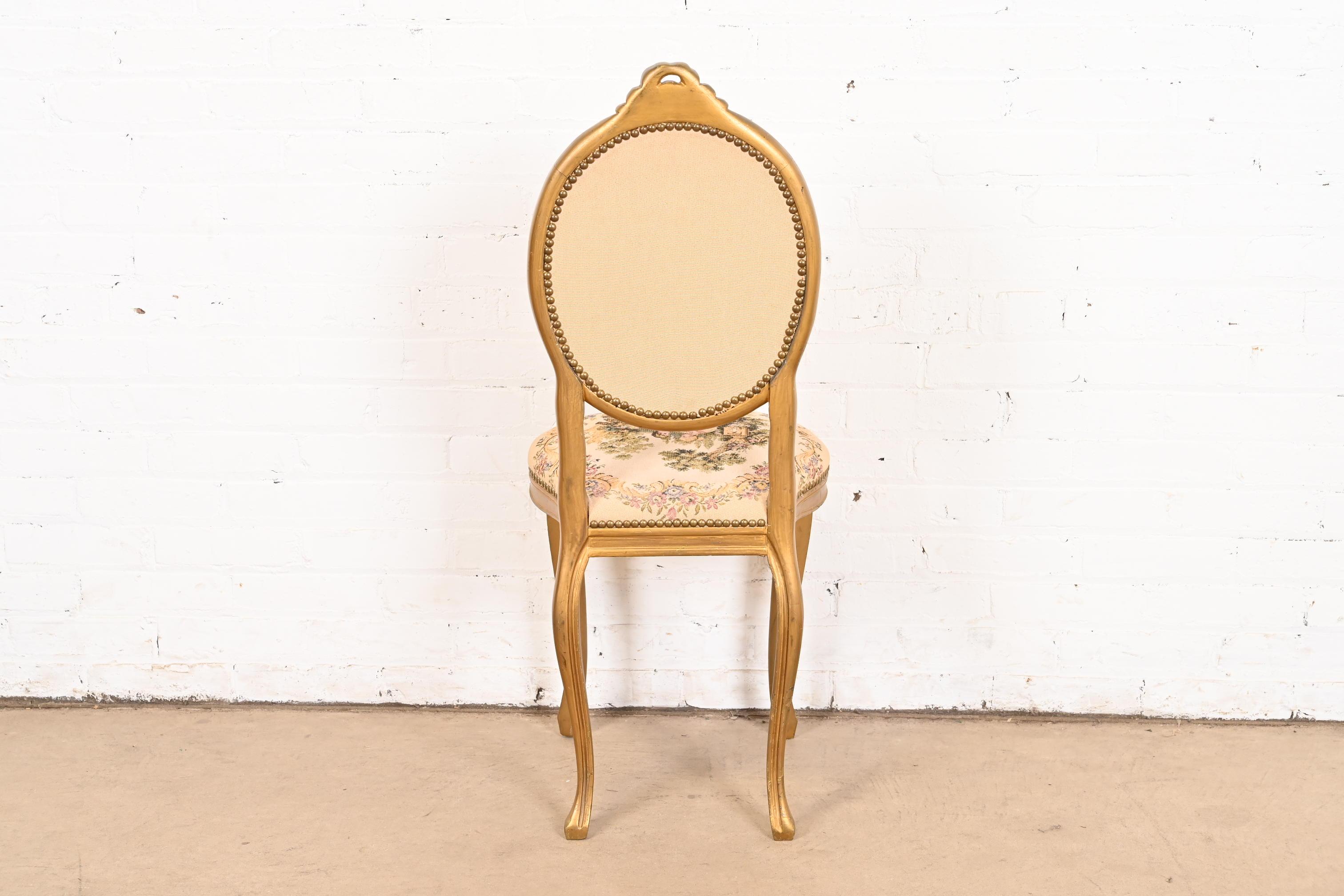 Antique Italian Louis XV Giltwood Petite Desk Chair or Side Chair For Sale 3