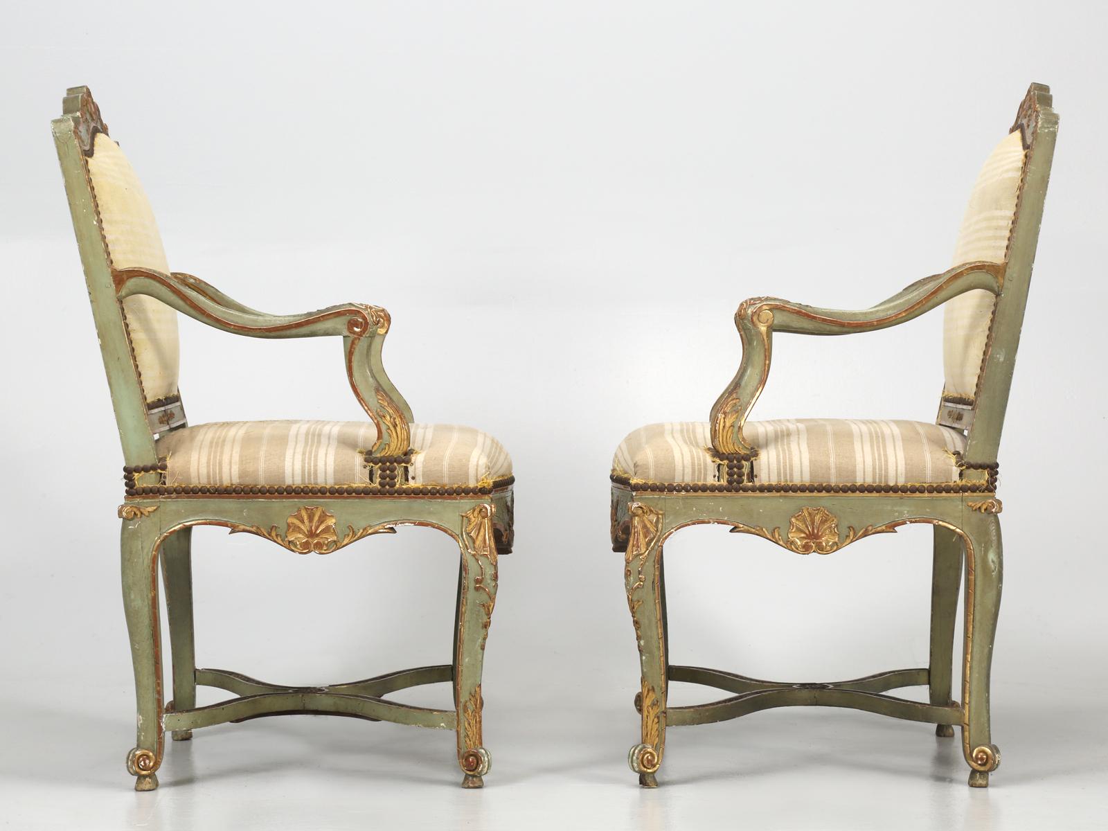 Antique Italian Louis XV Style Armchairs in Original Paint 10