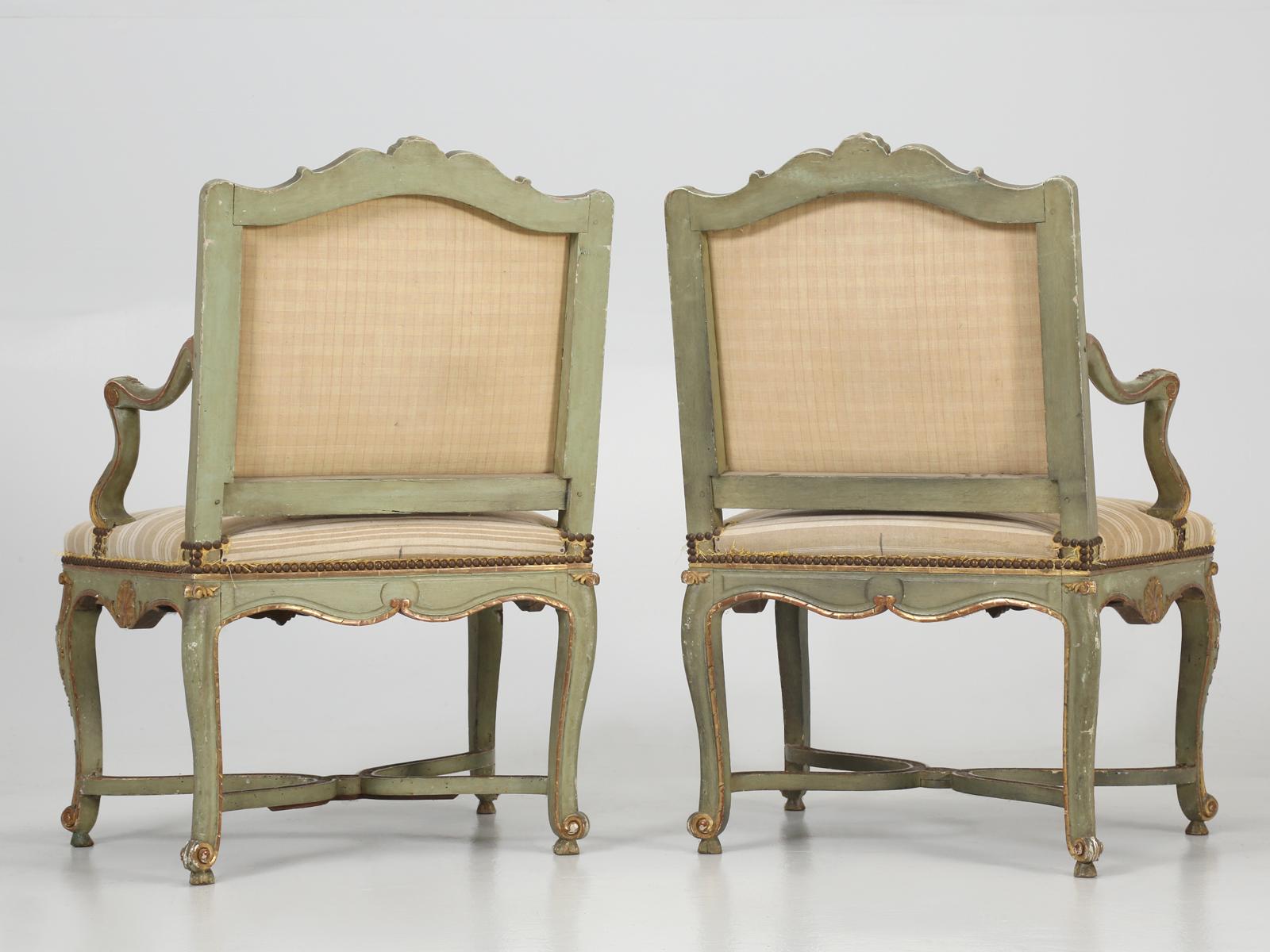 Antique Italian Louis XV Style Armchairs in Original Paint 11