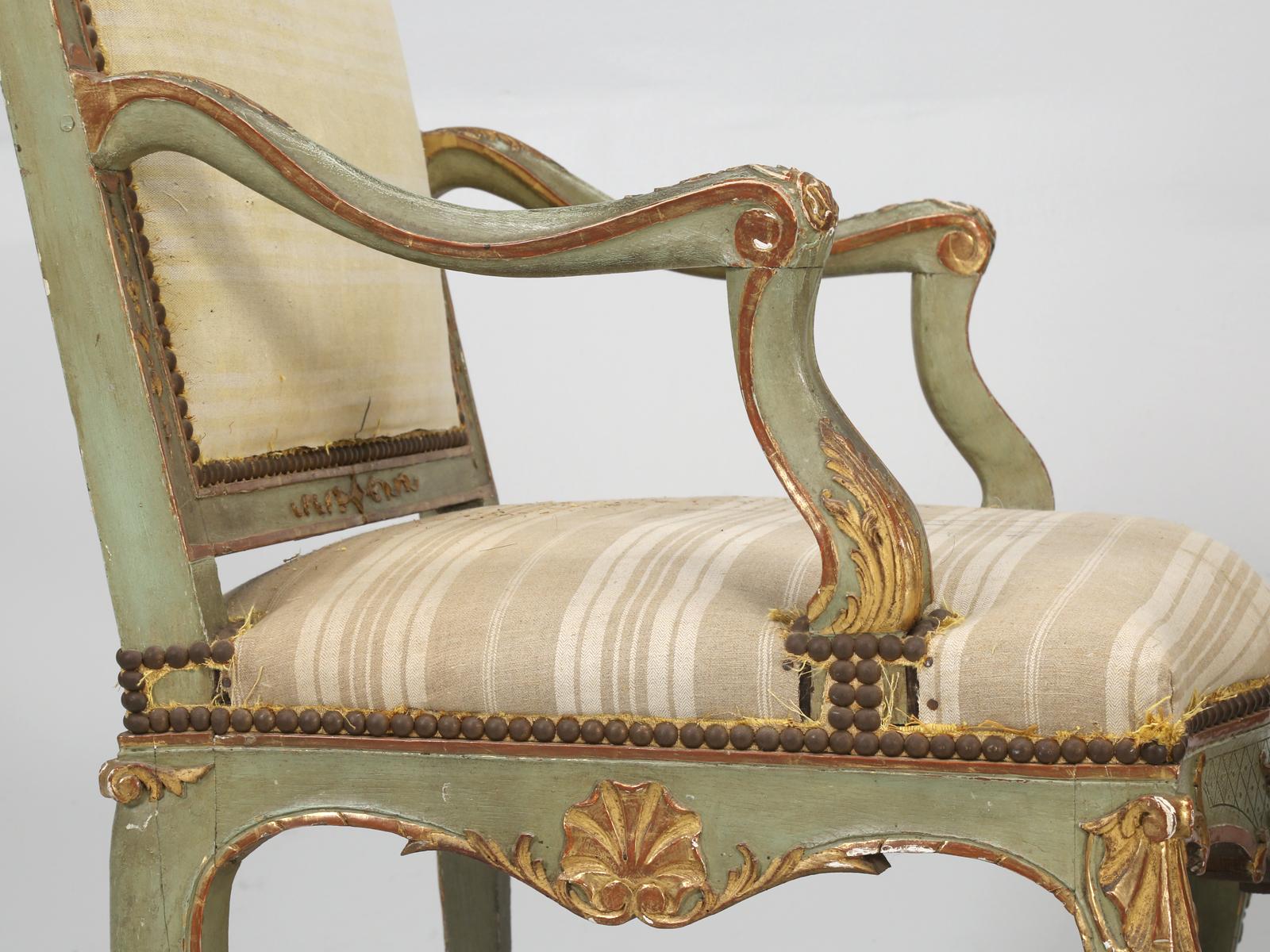 Antique Italian Louis XV Style Armchairs in Original Paint 3