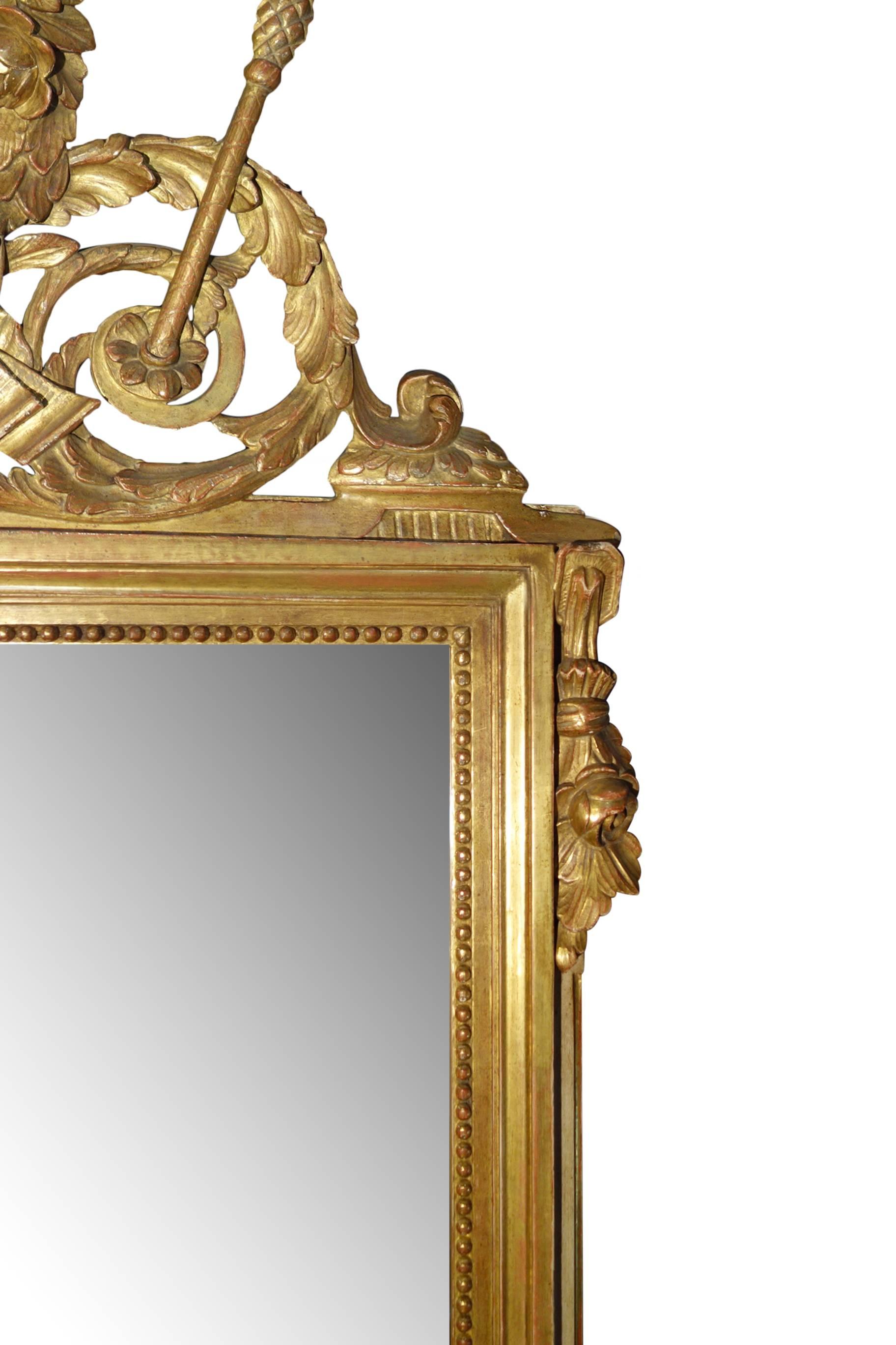 Antique Italian Louis XVI Gold Gilt and Bolo Finish Framed Mirror Circa 1920 For Sale 6