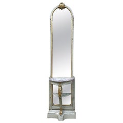 Antique Italian Louis XVI Hall Mirror with Console