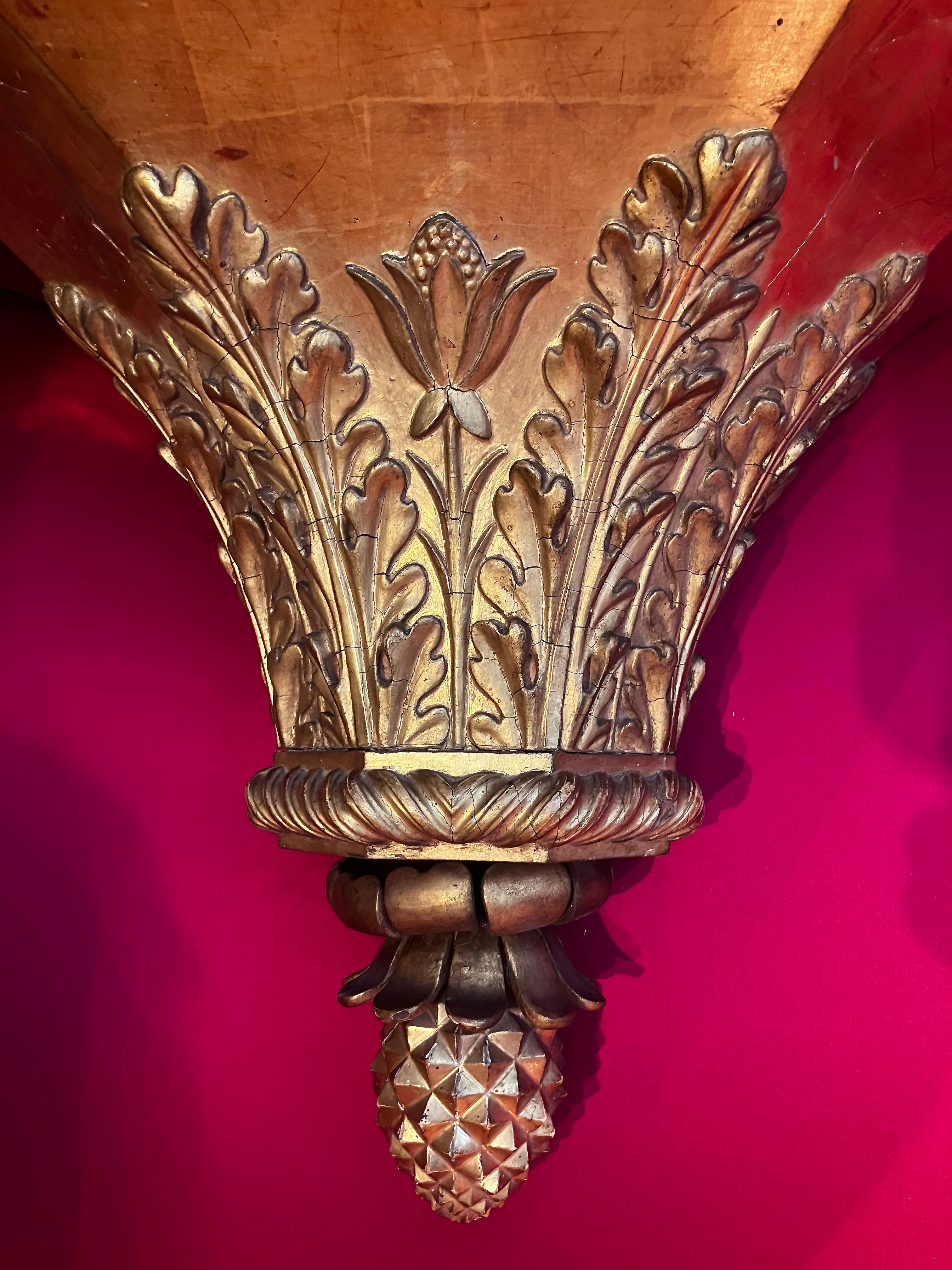 Antike italienische Louis XVI Hand geschnitzt und Giltwood Wand montiert Konsolen im Angebot 11
