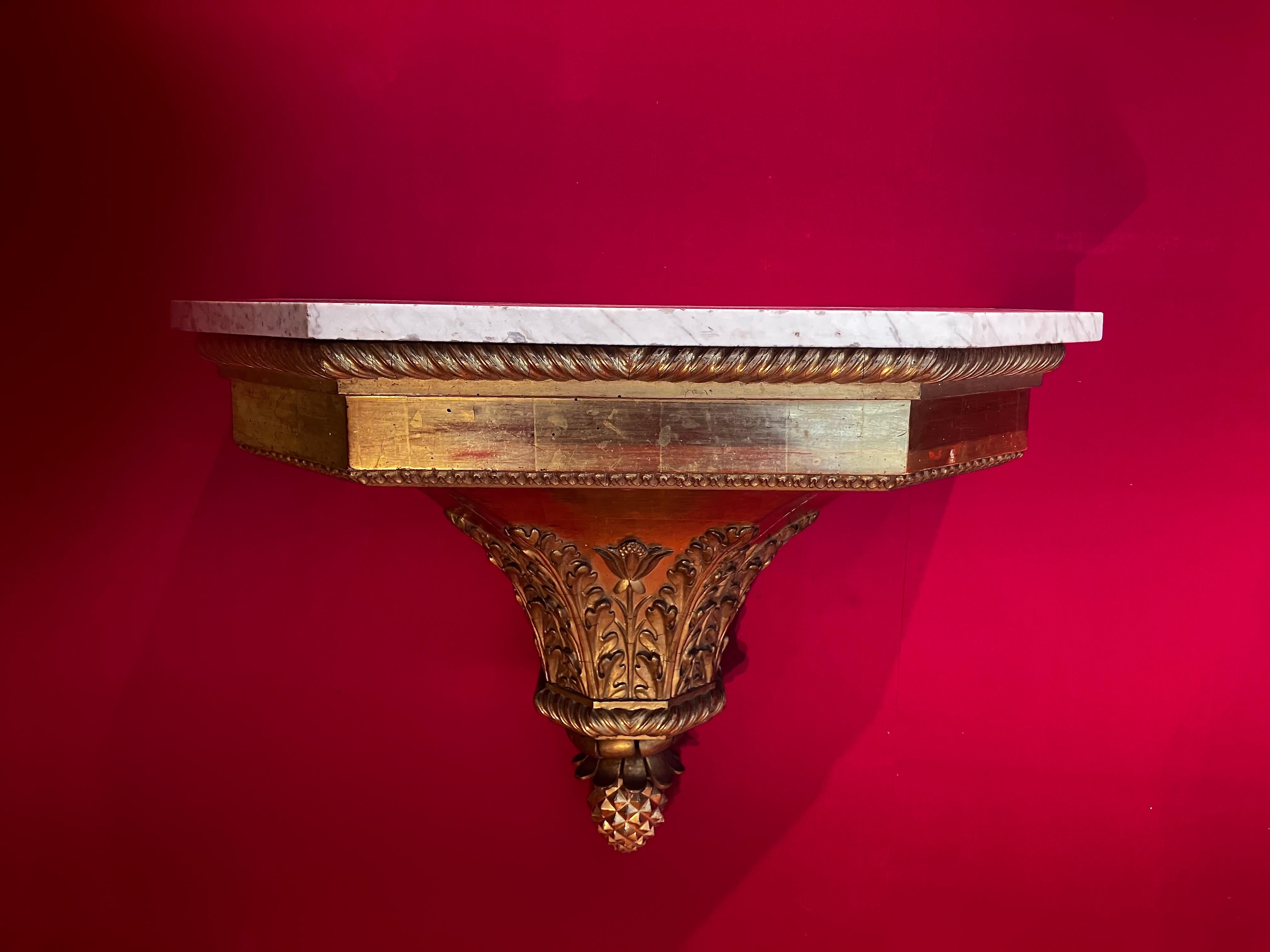 Antike italienische Louis XVI Hand geschnitzt und Giltwood Wand montiert Konsolen im Angebot 12