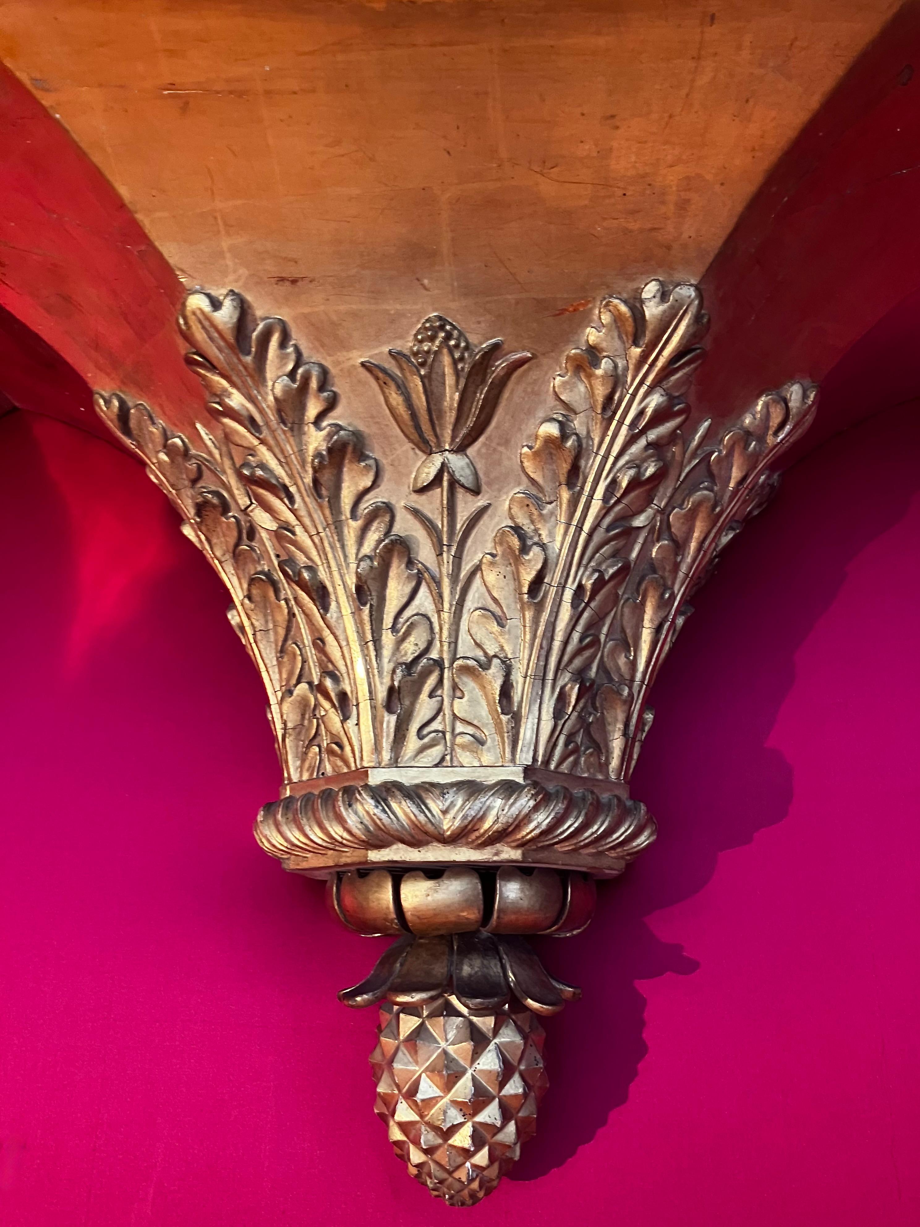 Antike italienische Louis XVI Hand geschnitzt und Giltwood Wand montiert Konsolen im Zustand „Gut“ im Angebot in Firenze, IT