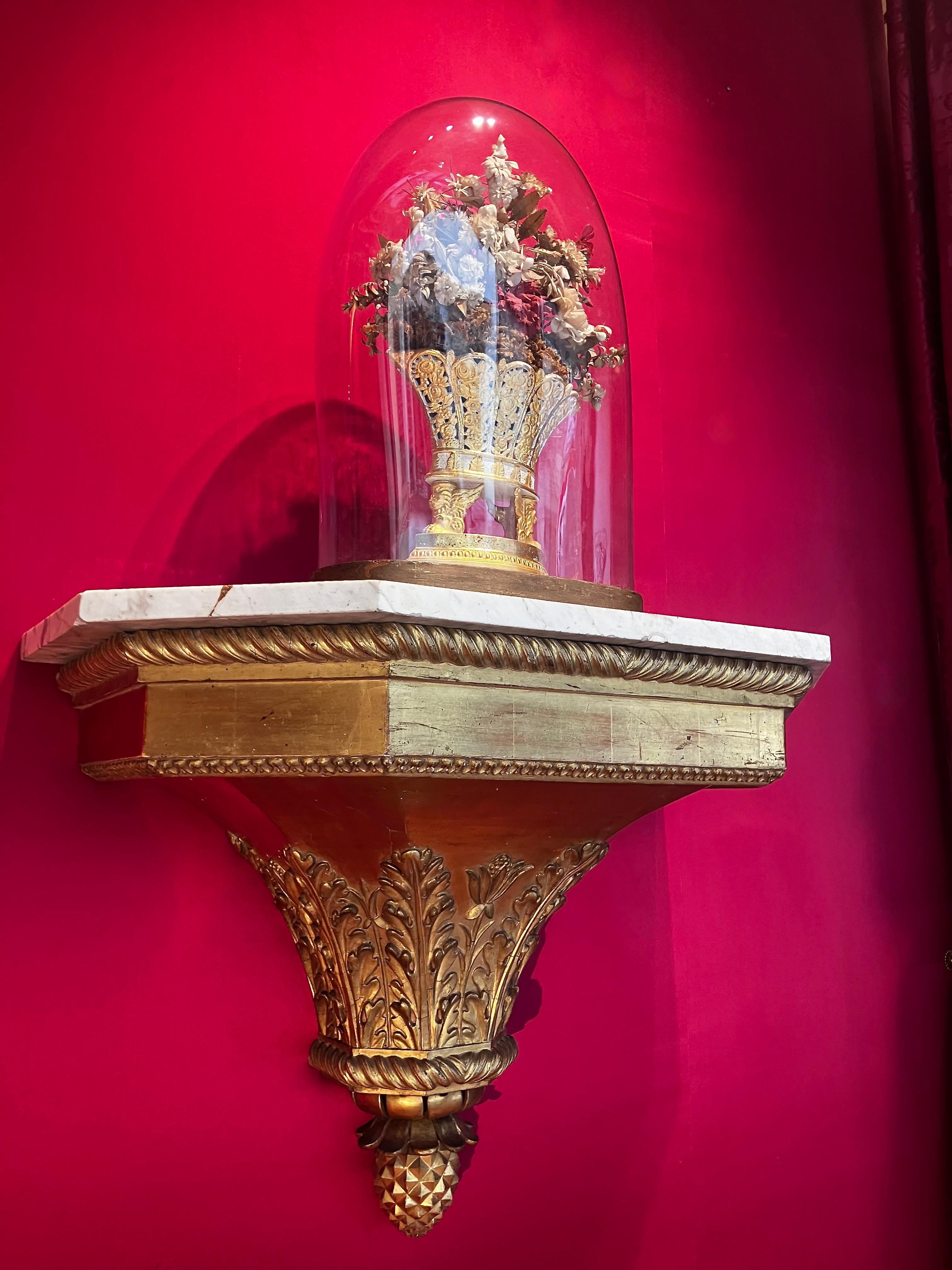 Antike italienische Louis XVI Hand geschnitzt und Giltwood Wand montiert Konsolen (Gips) im Angebot