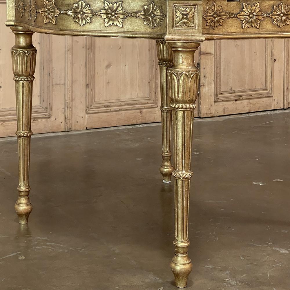 Antique Italian Louis XVI Neoclassical Giltwood Marble Top Center Table For Sale 5