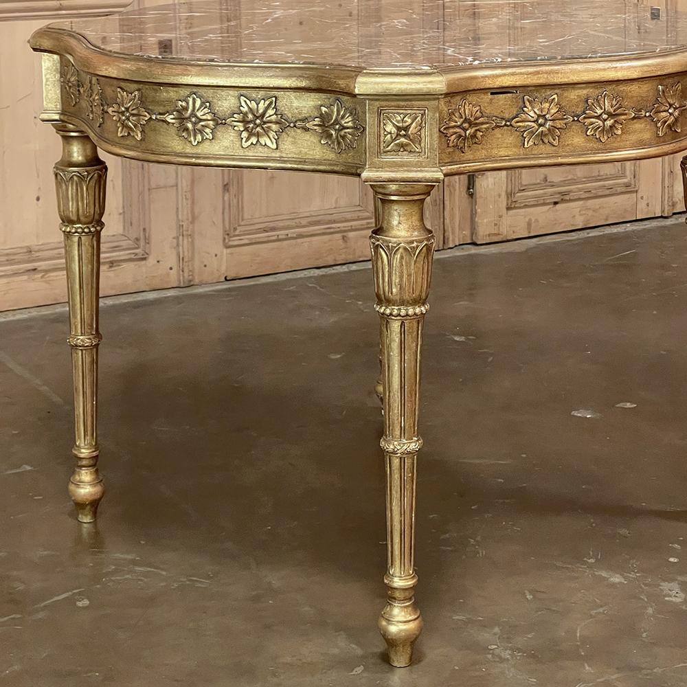 Antique Italian Louis XVI Neoclassical Giltwood Marble Top Center Table For Sale 6