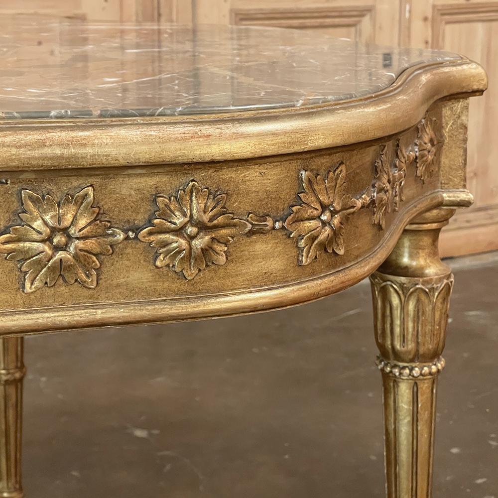 Antique Italian Louis XVI Neoclassical Giltwood Marble Top Center Table For Sale 12