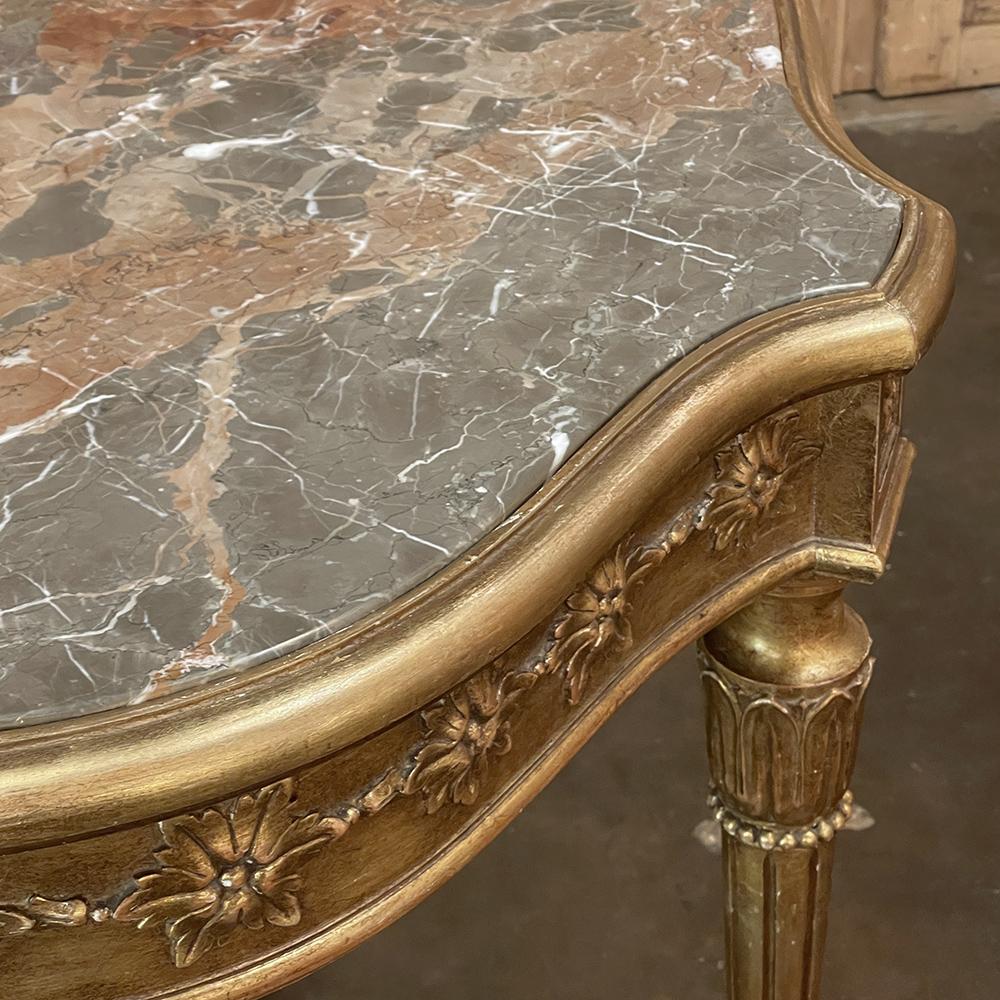 Antique Italian Louis XVI Neoclassical Giltwood Marble Top Center Table For Sale 13