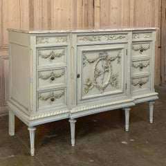 Antique Italian Louis XVI Painted Dresser, Linen Press
