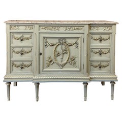 Antique Italian Louis XVI Painted Dresser, Linen Press
