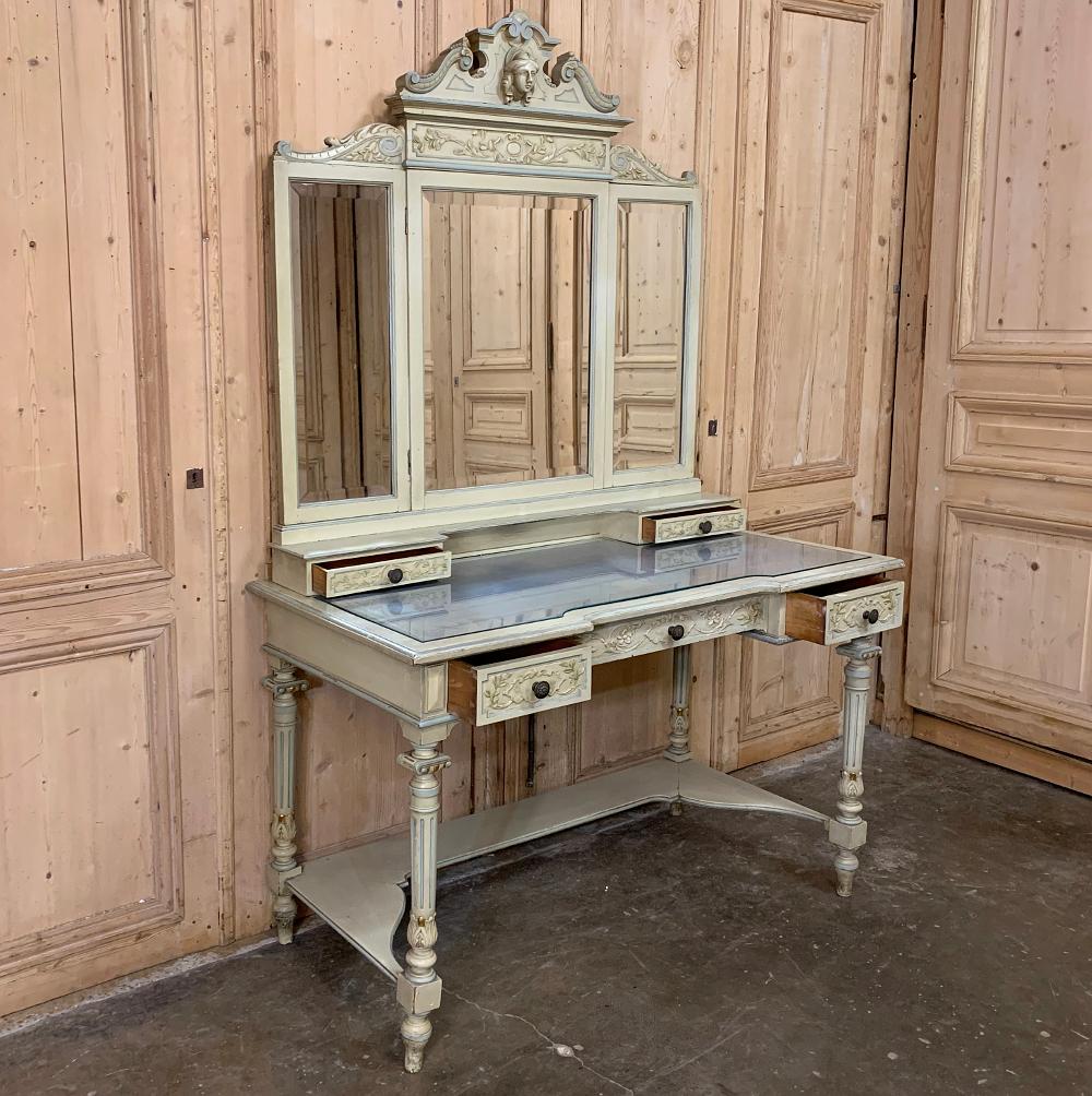 Hand-Crafted Antique Italian Louis XVI Painted Vanity