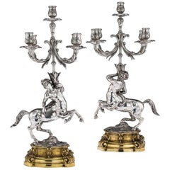 Antique Italian Luigi Avolio Solid Silver Candelabra, Naples, circa 1930