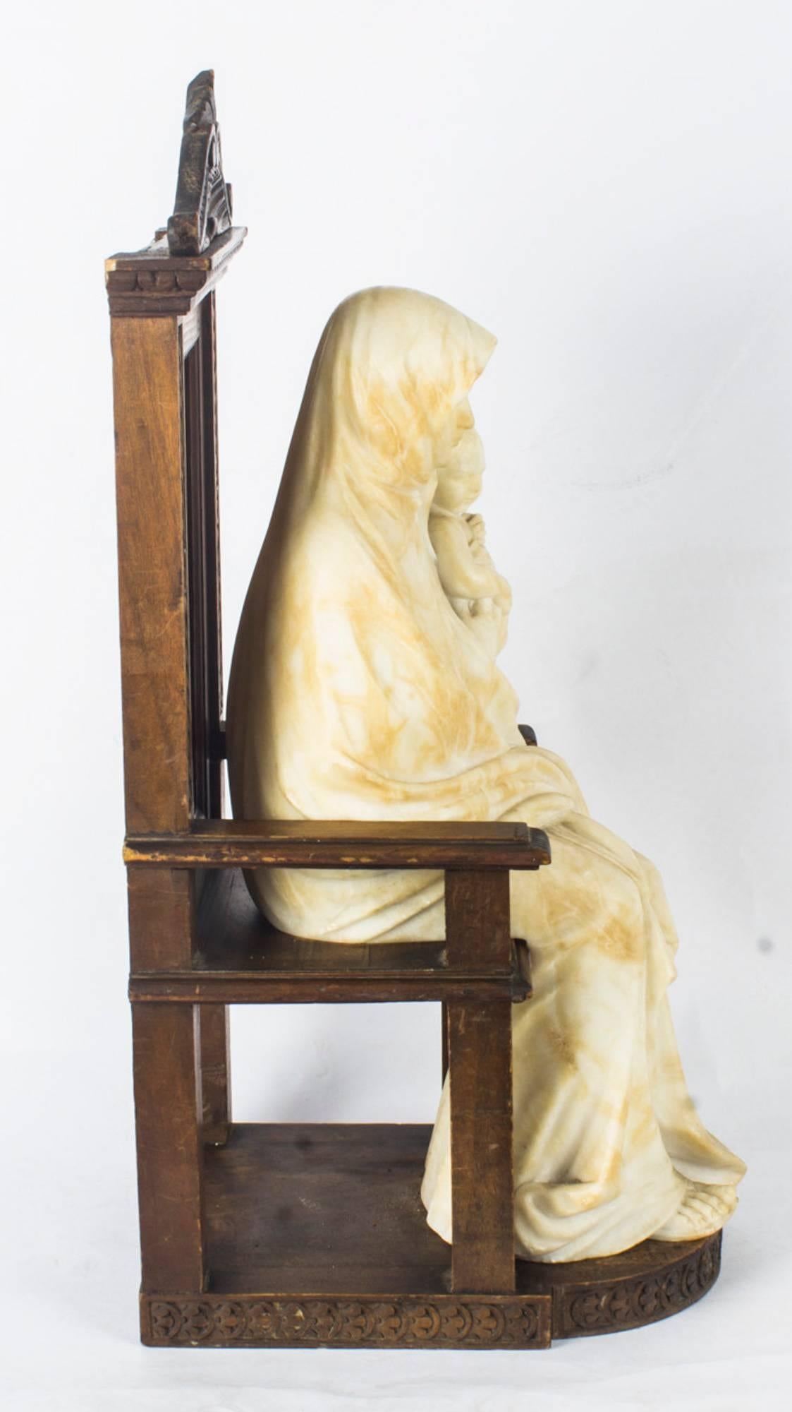 Antique Italian Madonna and Child Nikopoia Marble Sculpture, 19th Century 7