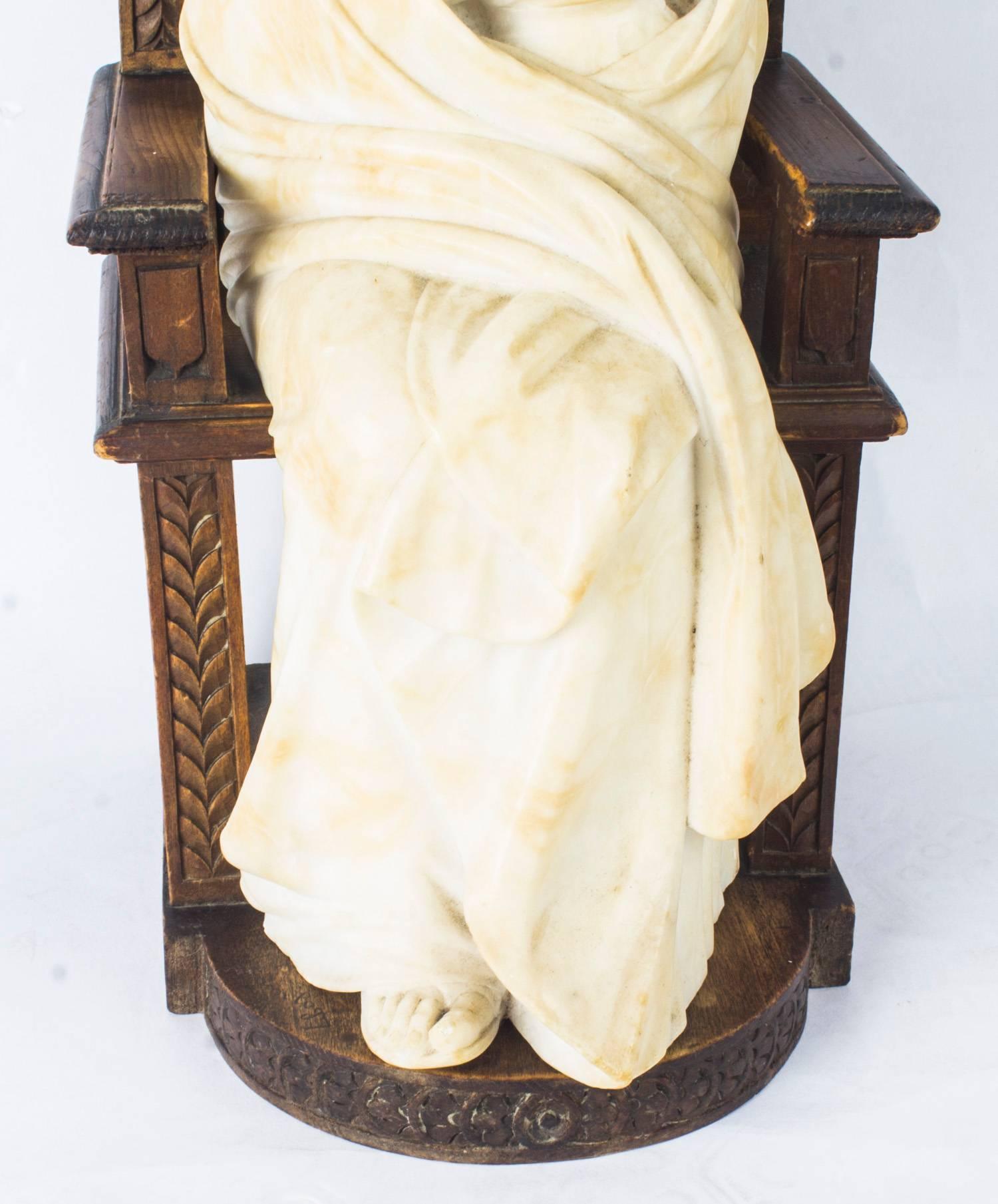 Late 19th Century Antique Italian Madonna and Child Nikopoia Marble Sculpture, 19th Century