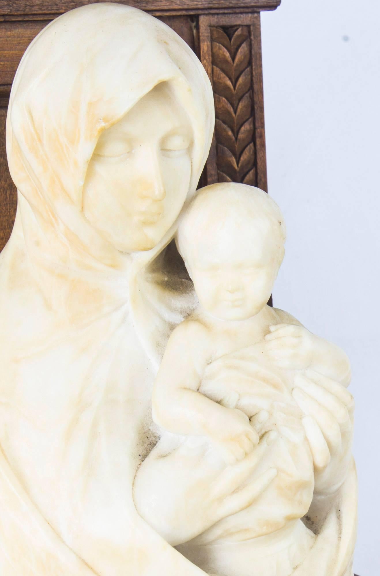 Antique Italian Madonna and Child Nikopoia Marble Sculpture, 19th Century 3