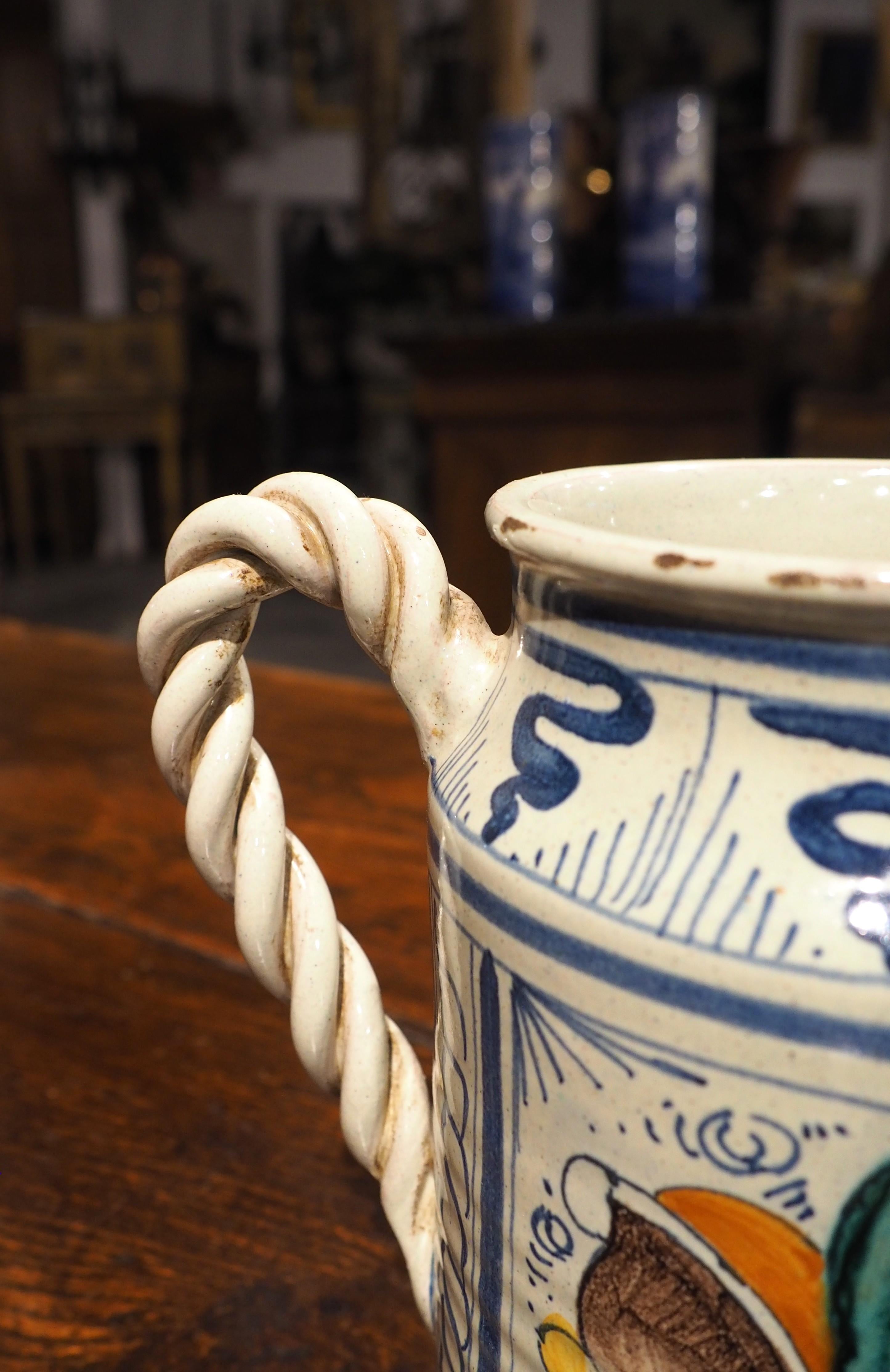 Antique Italian Majolica Drug Vessel, 19th Century In Good Condition For Sale In Dallas, TX