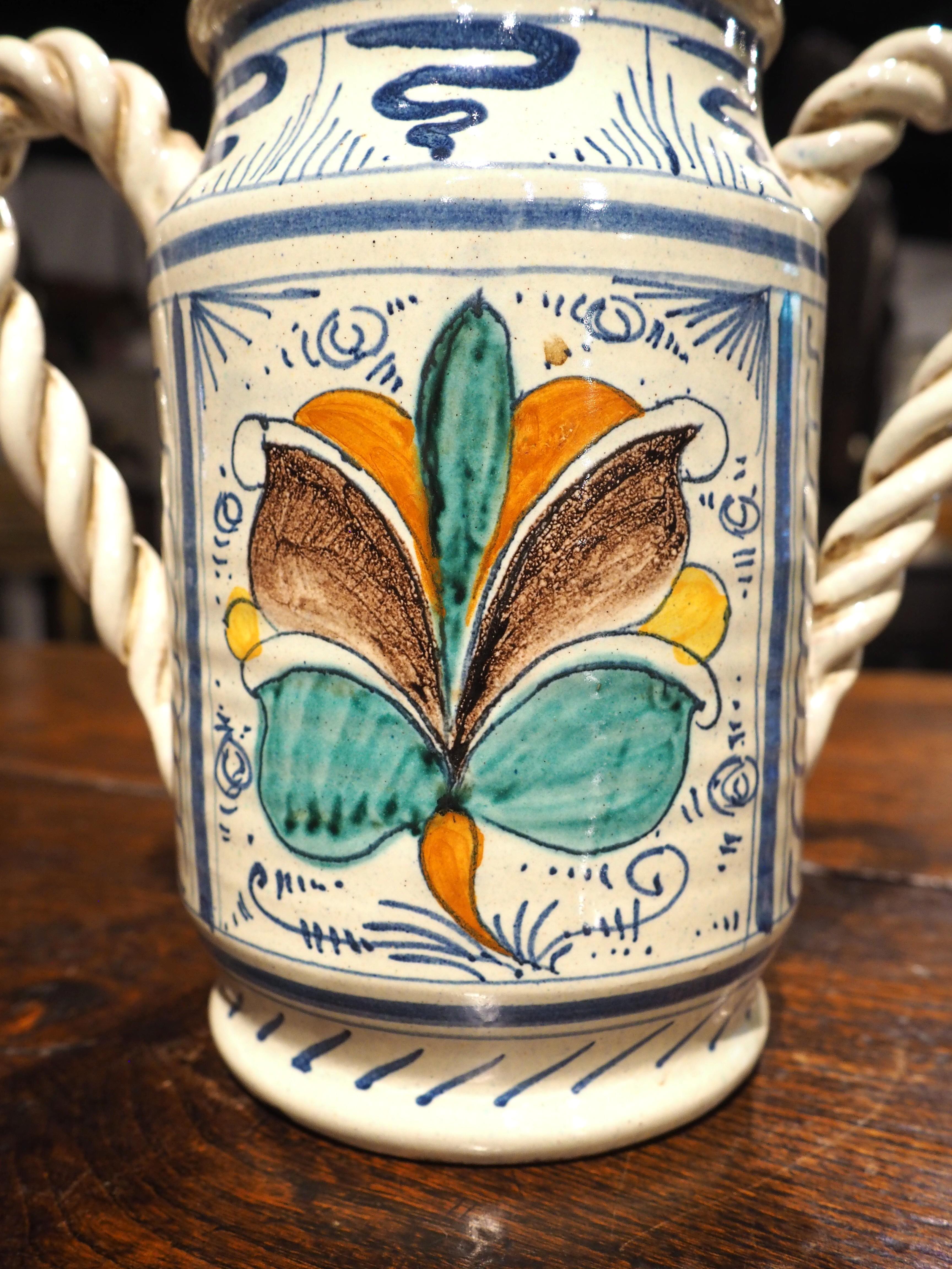 Ceramic Antique Italian Majolica Drug Vessel, 19th Century For Sale