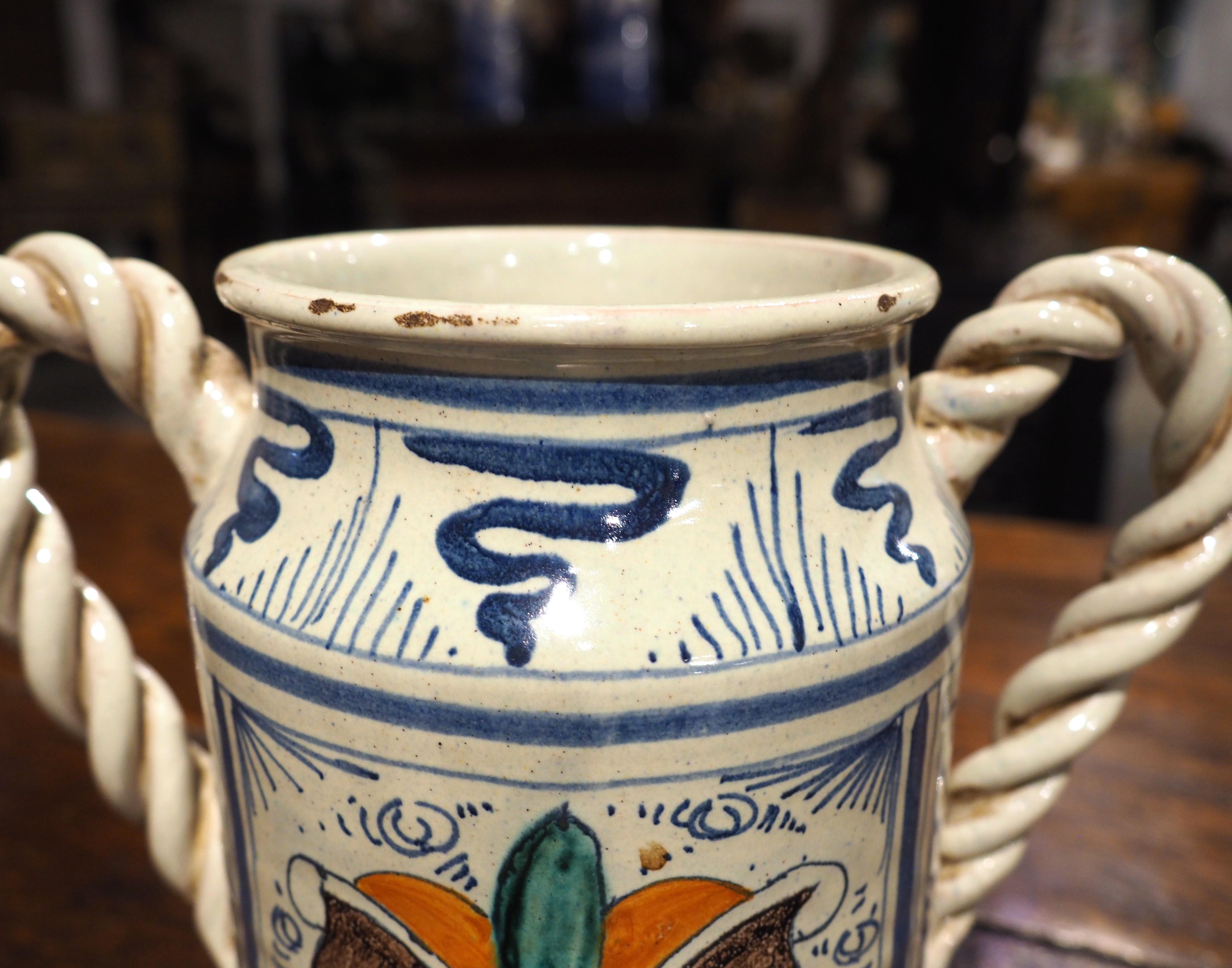 Antique Italian Majolica Drug Vessel, 19th Century For Sale 1