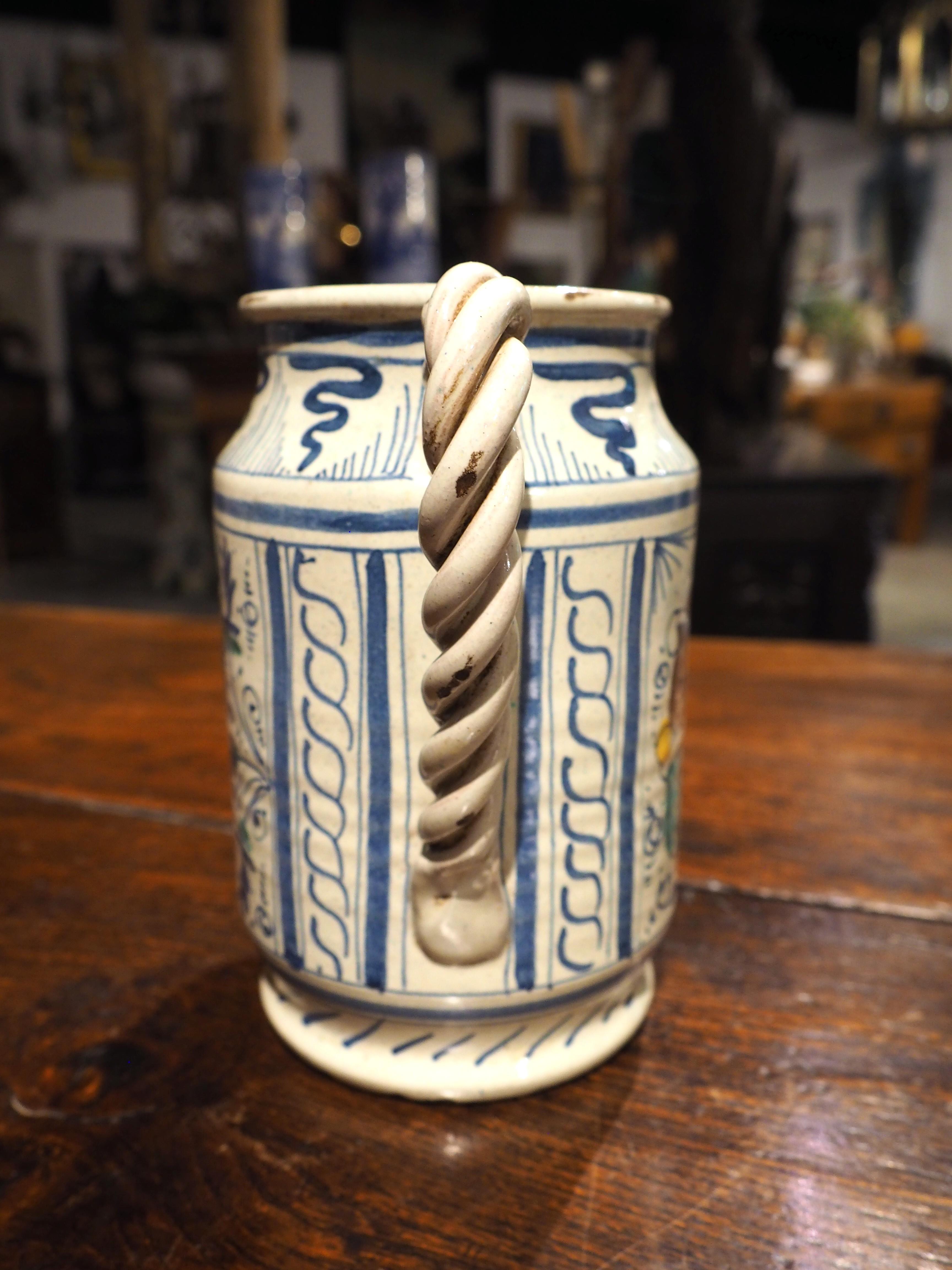Antique Italian Majolica Drug Vessel, 19th Century For Sale 2