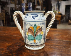Antiguo Recipiente para Drogas de Mayólica Italiana, Siglo XIX