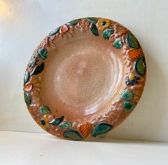 Antique Italian Majolica Fruit Dish in Glazed Ceramic, 1910s