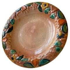Antique Italian Majolica Fruit Dish in Glazed Ceramic, 1910s