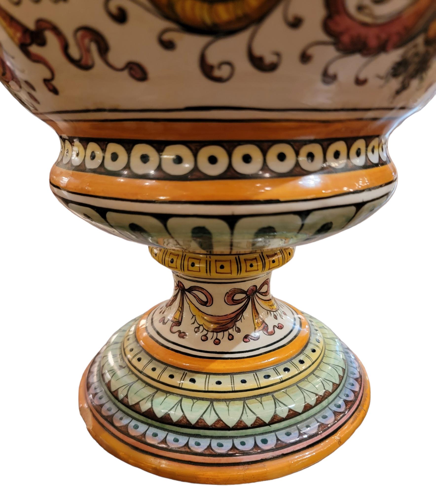 Antique Italian Majolica Ornate Urns 1
