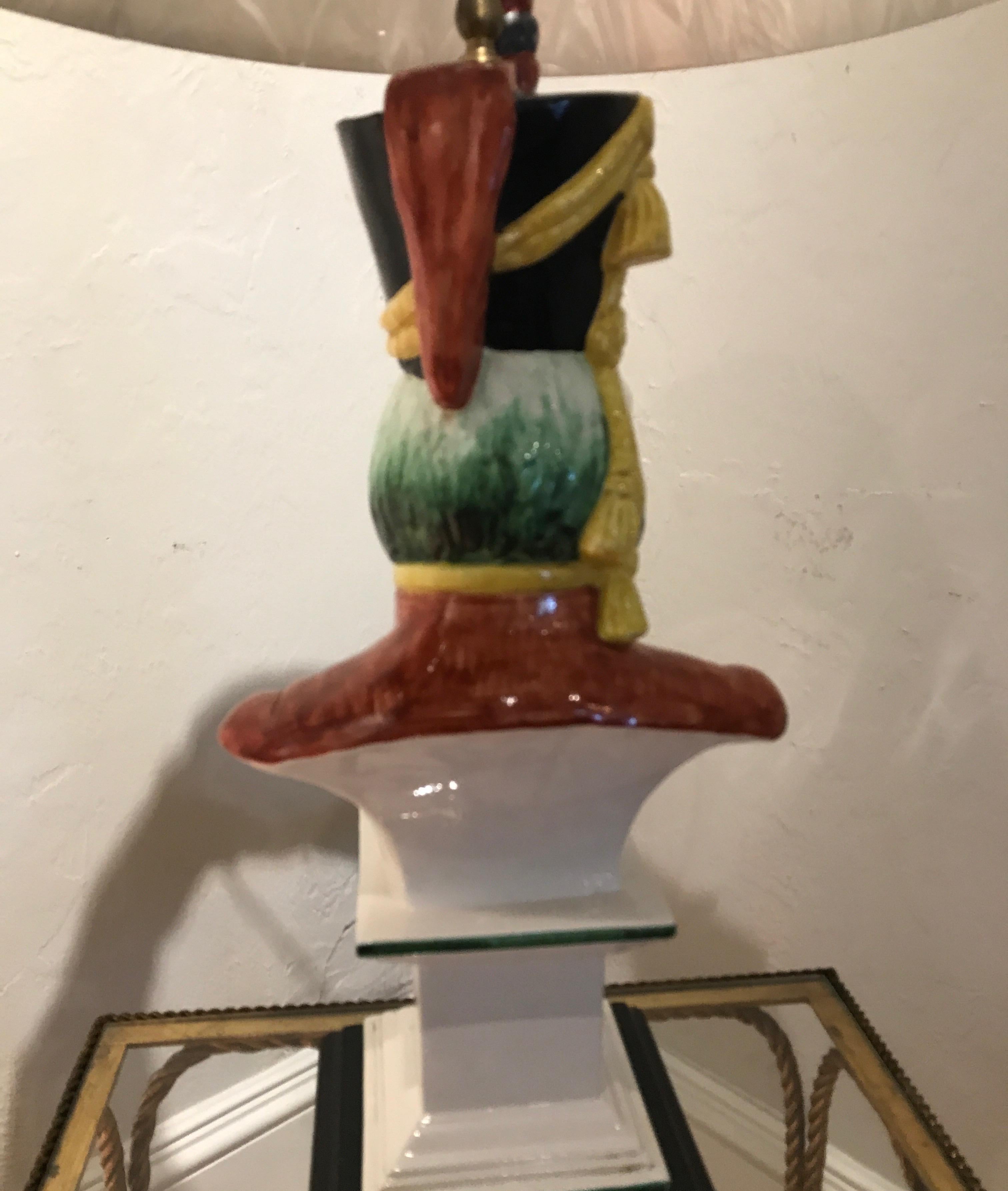 Antique Italian Majolica Parrot Lamp 2