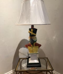 Antique Italian Majolica Parrot Lamp