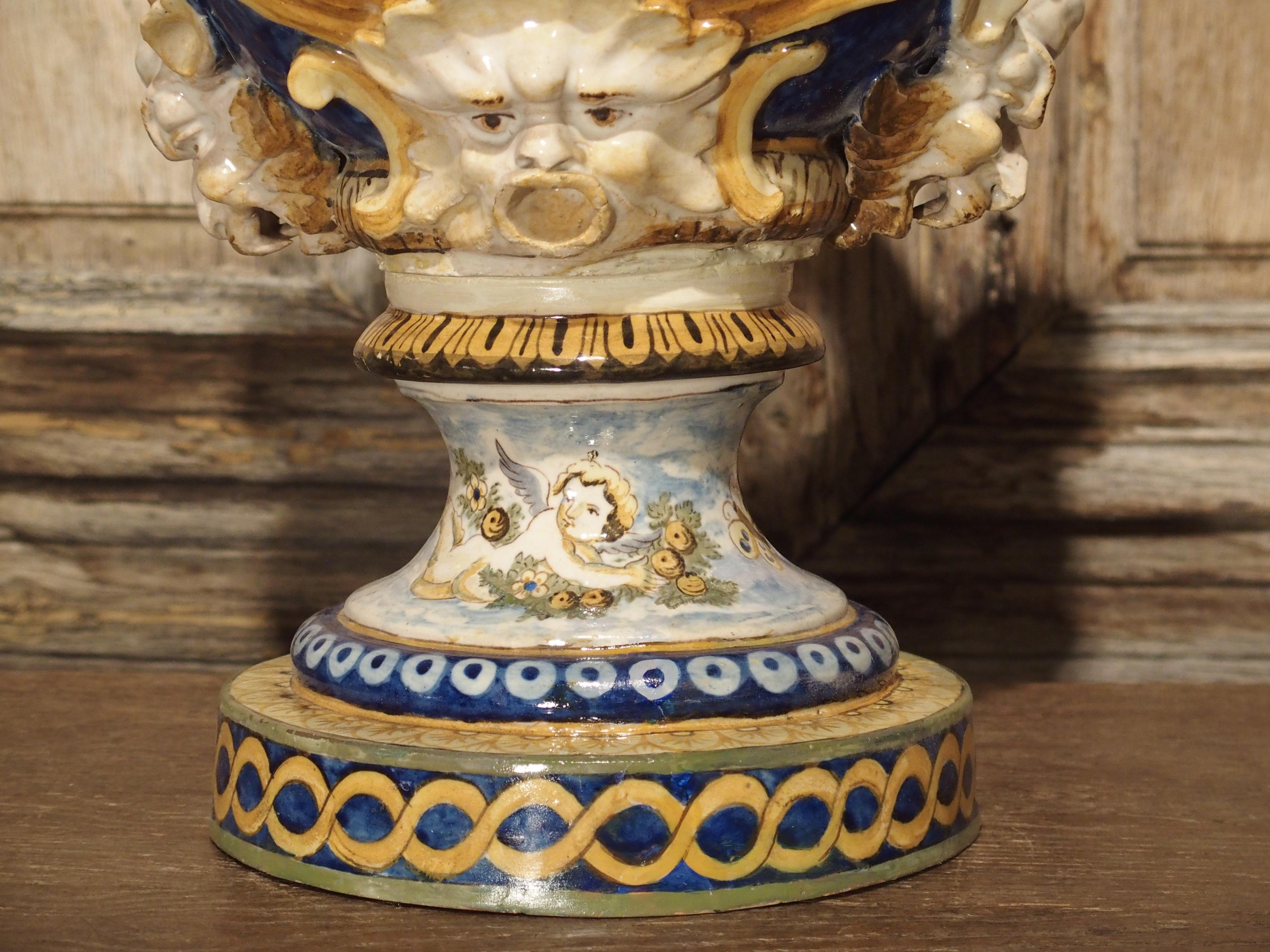 19th Century Antique Italian Majolica Vase, circa 1880