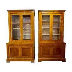 Antique Italian Maple Transitional Style Bookcases