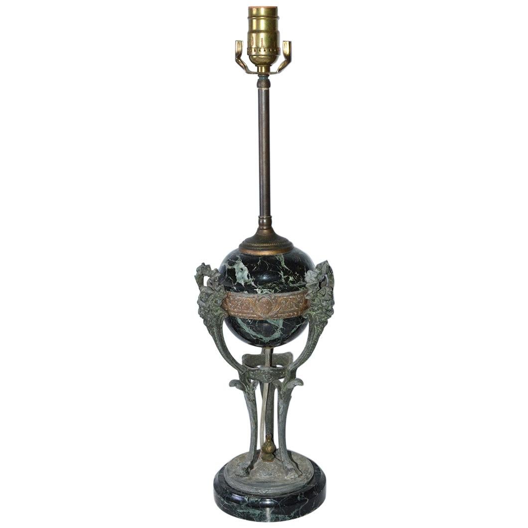 Antique Italian Marble and Bronze-Mounted Table Lamp