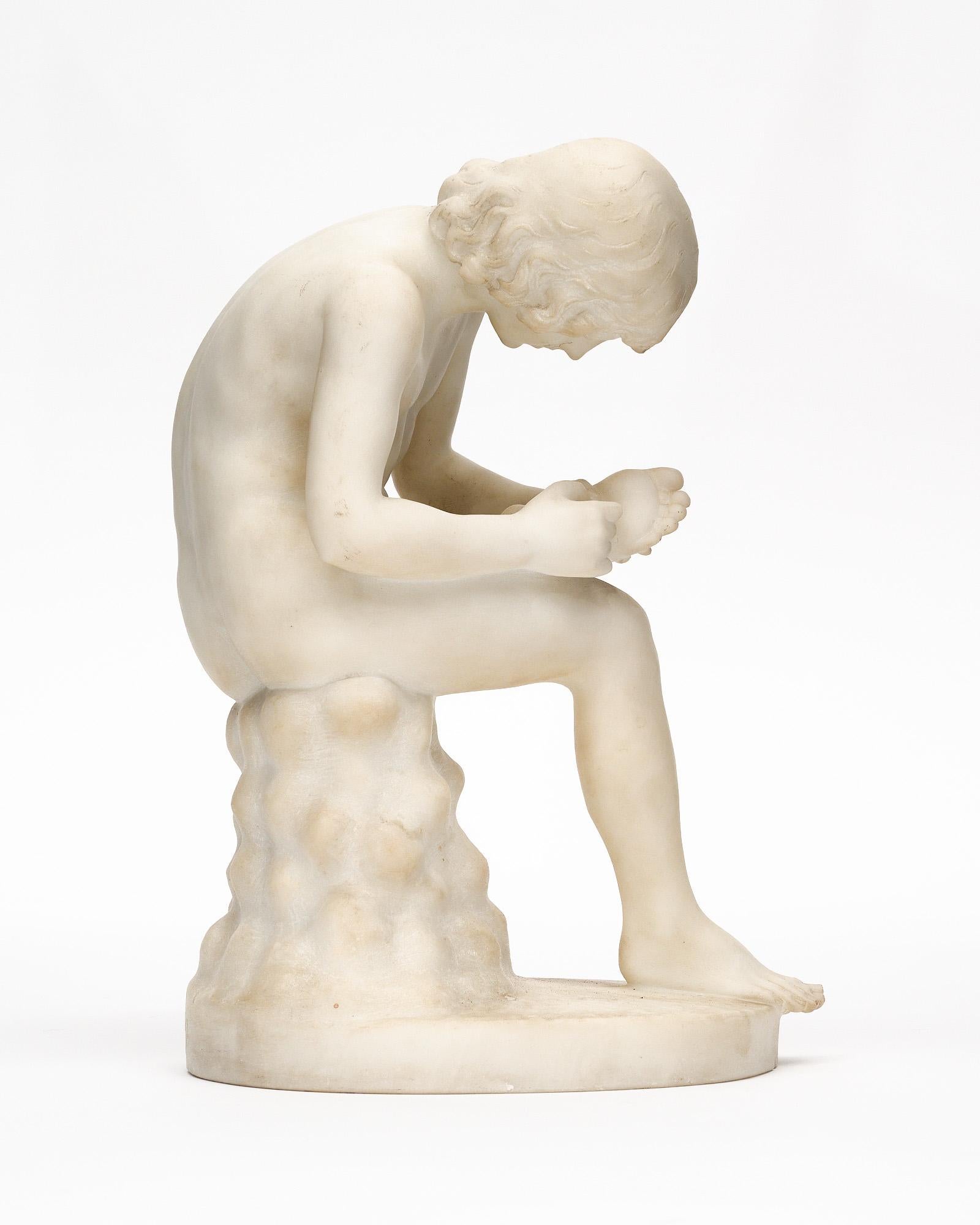 Late 19th Century Antique Italian Marble “Ascanius“ Statue For Sale